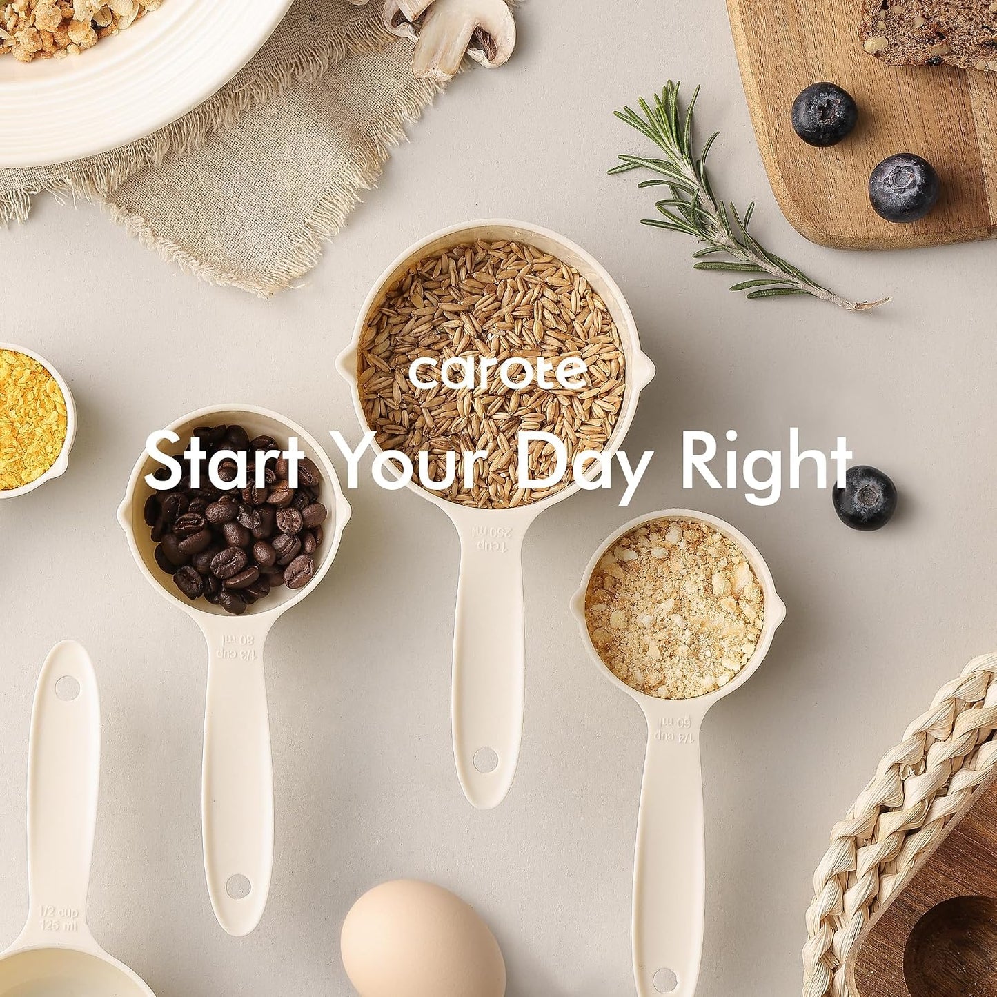 CAROTE 22-Piece Cooking Utensils Set with Wood Cool-Touch Handles, Cream | Silicone Kitchen Utensil, Food Grade, Nonstick Cookware Friendly, BPA-Free, Heat-Resistant, Everyday Home Essentials, Gifts