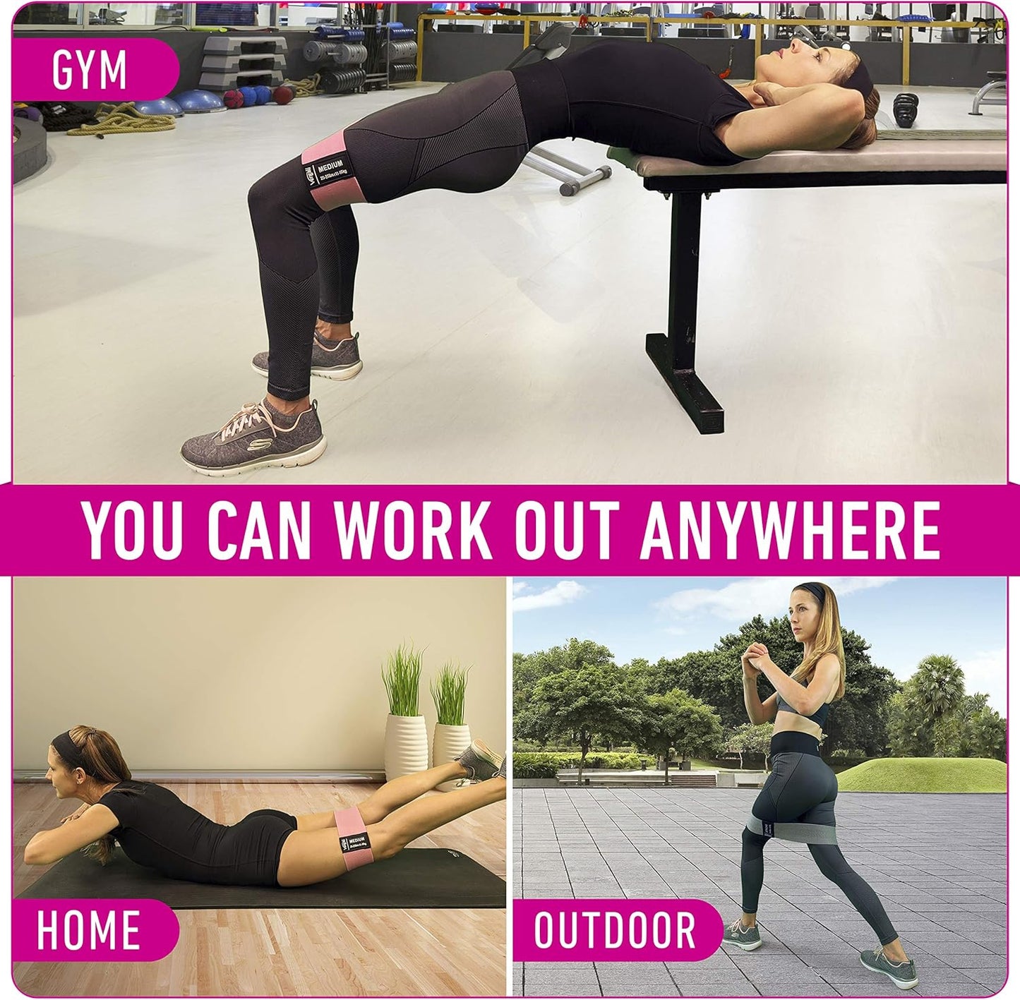 Resistance Bands for Working Out with 4 Booty Bands Set