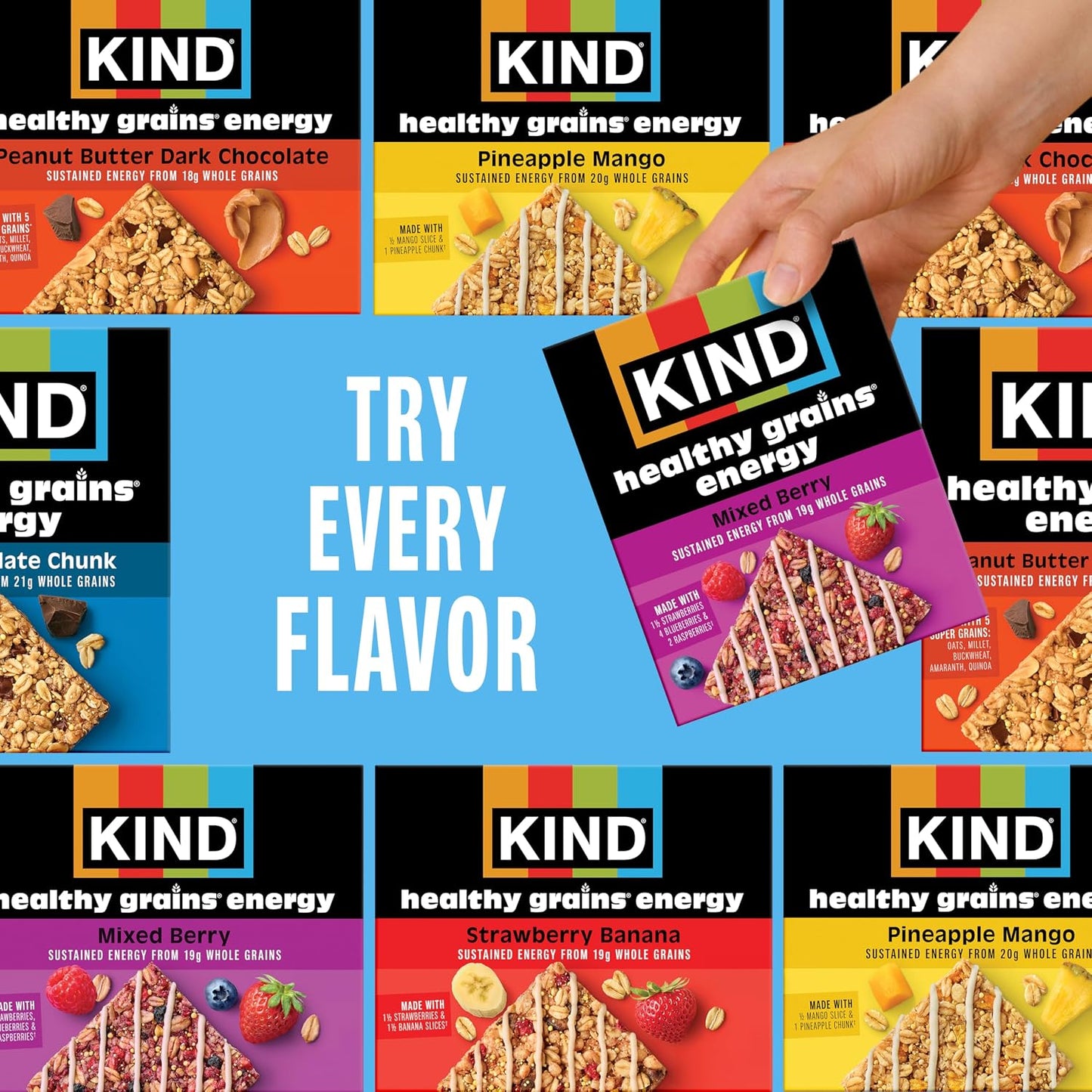 KIND Grains Energy Bars Variety Pack, 30 Count, Gluten Free, Non-GMO