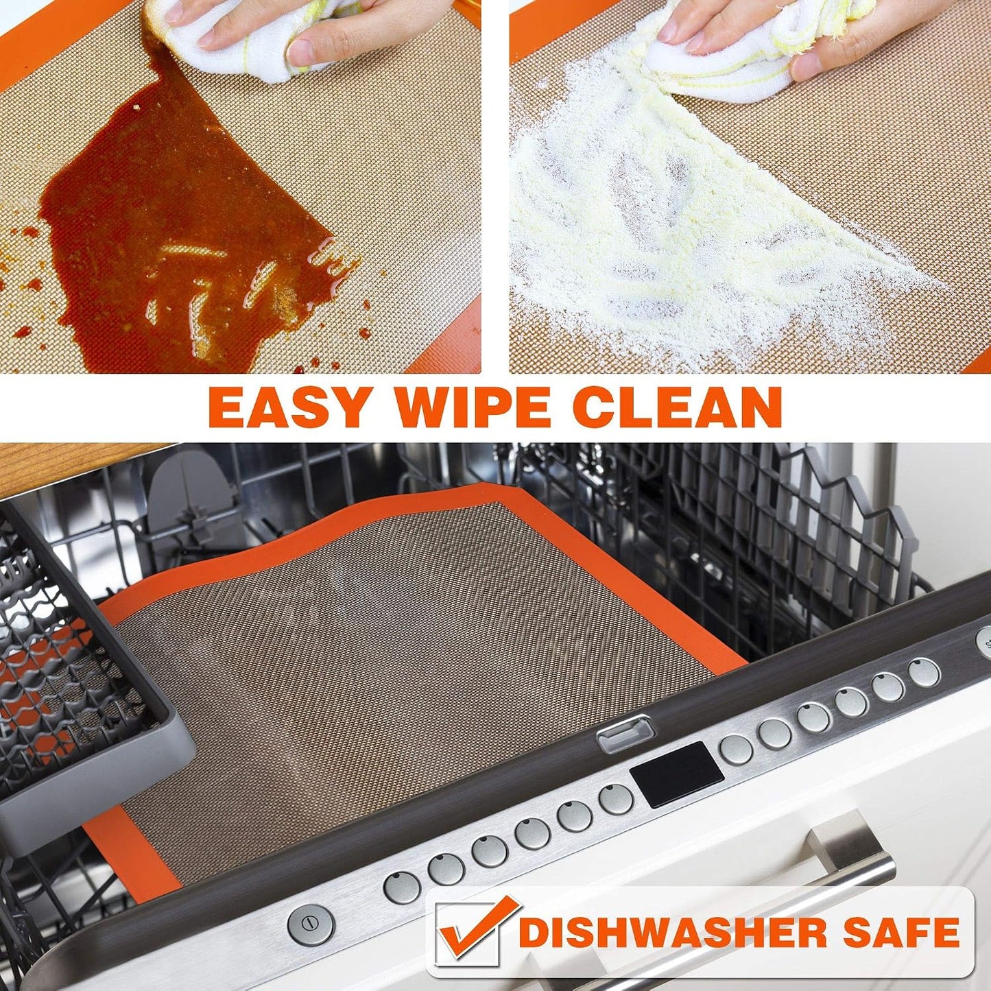 Best German Silicone Baking Mat - Half Sheet Baking Mat, Set of 2 | Non Slip Silicone Baking Sheet, Non Stick Reusable, BPA Free, PFOA Free, Non-toxic, Dishwasher Safe