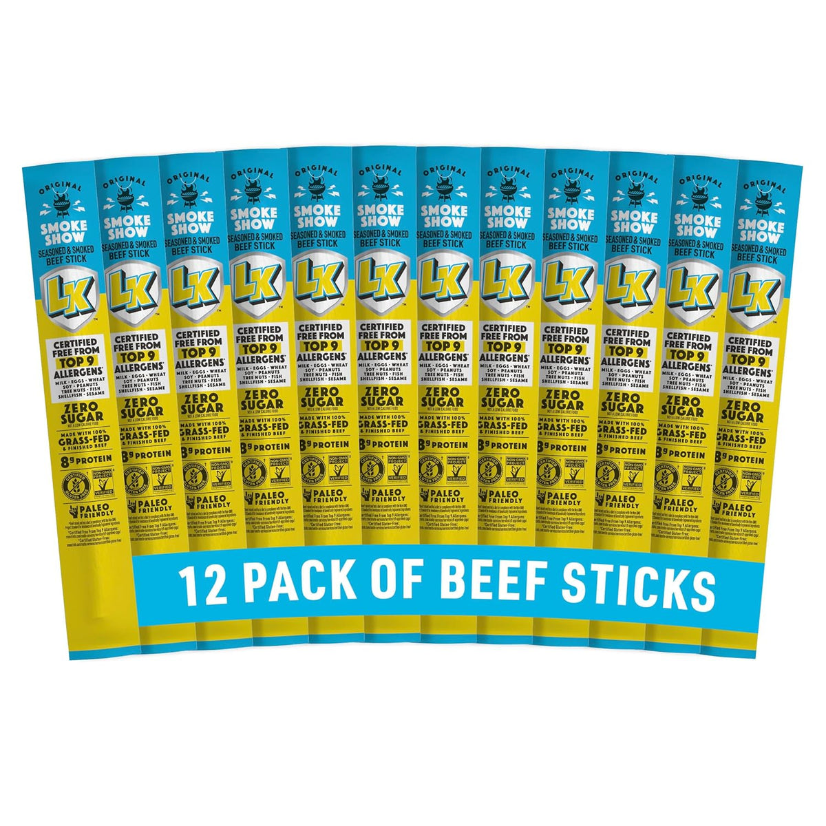 Lorissa's Kitchen Smoke Show Seasoned & Smoked Beef Sticks, Pack of 12, 1 oz Meat Snacks