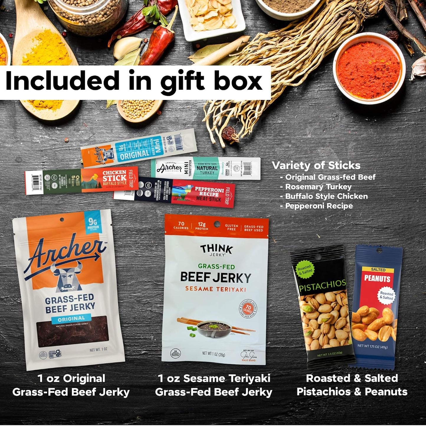 Manly Munch Box Jerky Gift Box - High Protein Beef & Turkey Jerky Variety Pack