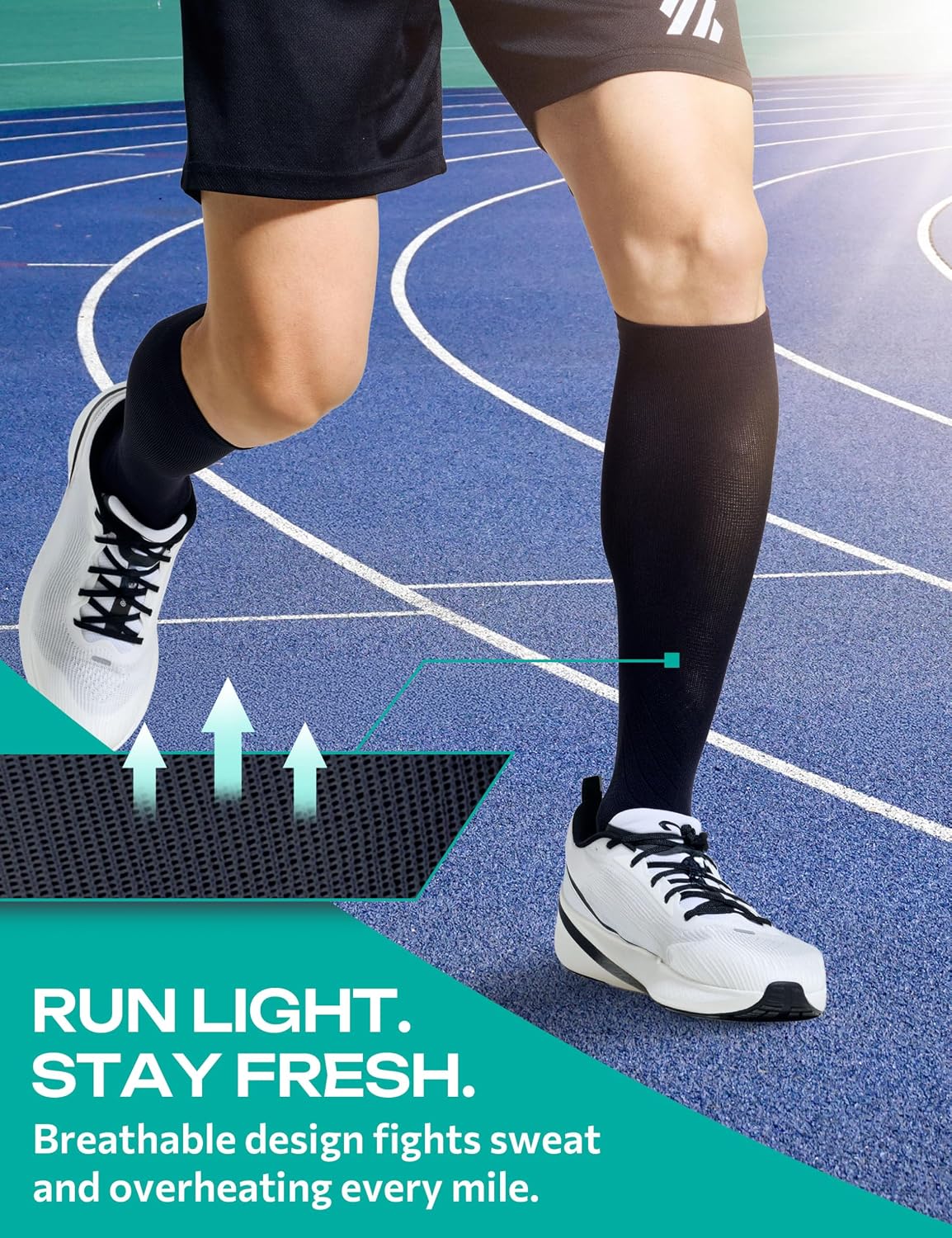Knee Length Compression Socks for Women and Men, 15-20mmHg