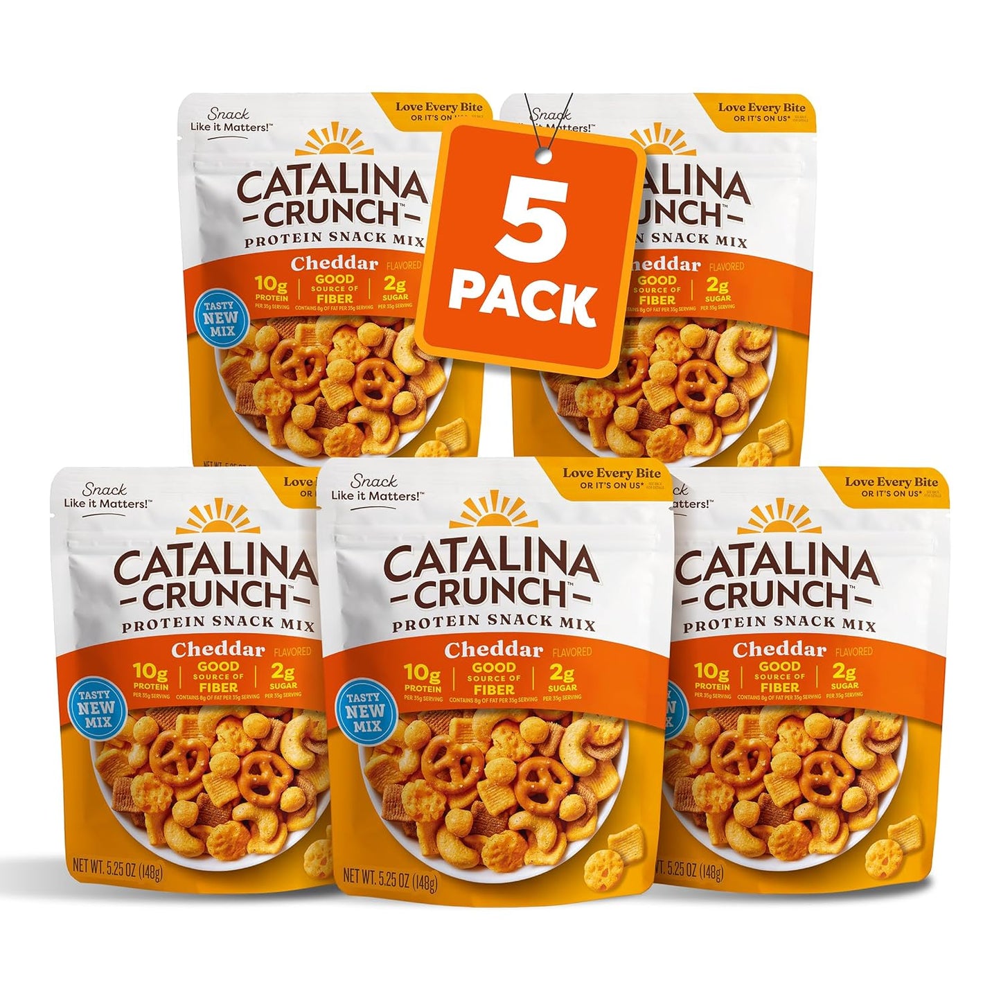 Catalina Crunch Protein Snack Mix with Cheese Crisps, 10g Protein, 2g Sugar, Gluten Free, Cheddar, 5.25 Ounce Bag