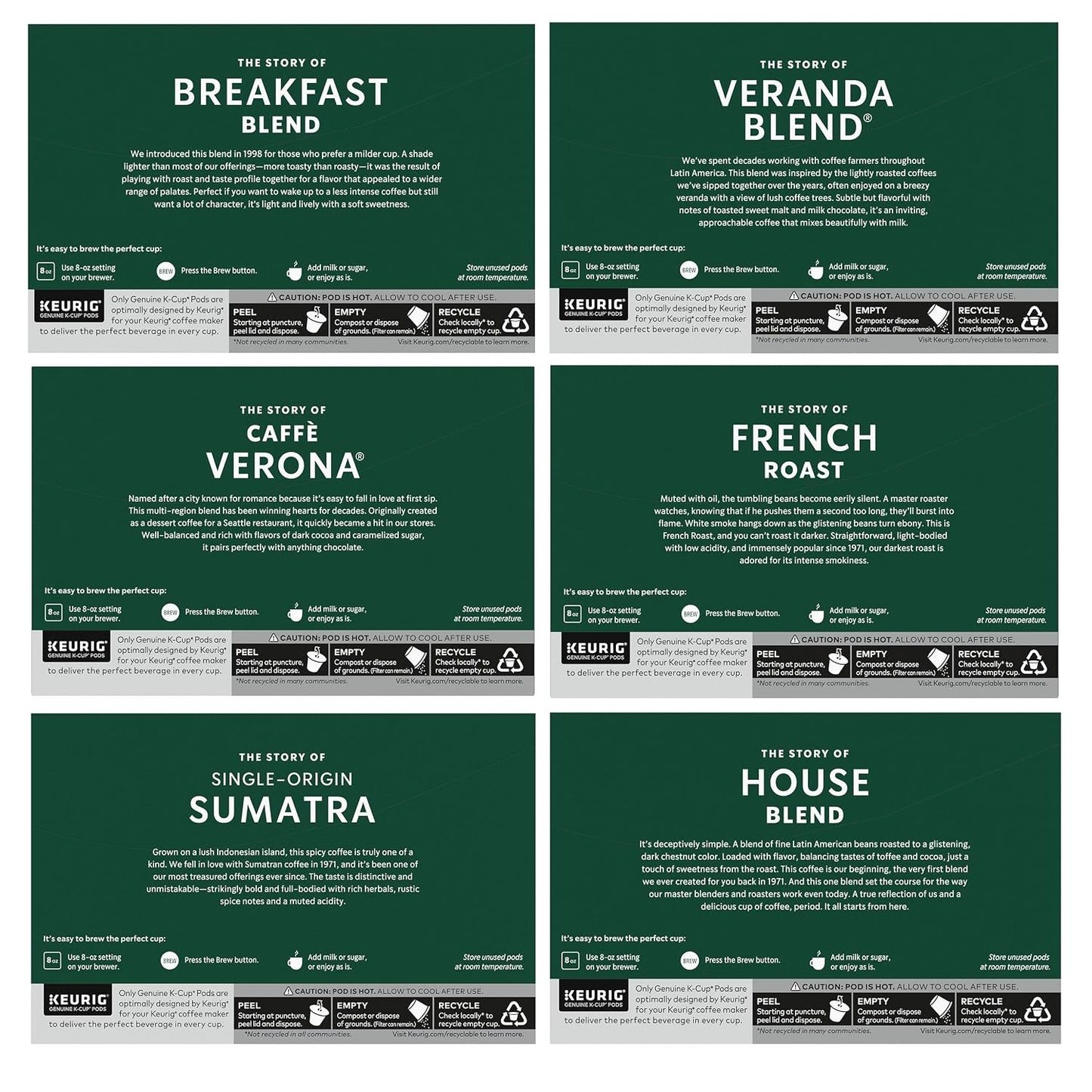 Starbucks K-Cup Coffee Pods Variety Pack 60 Count Keurig Compatible