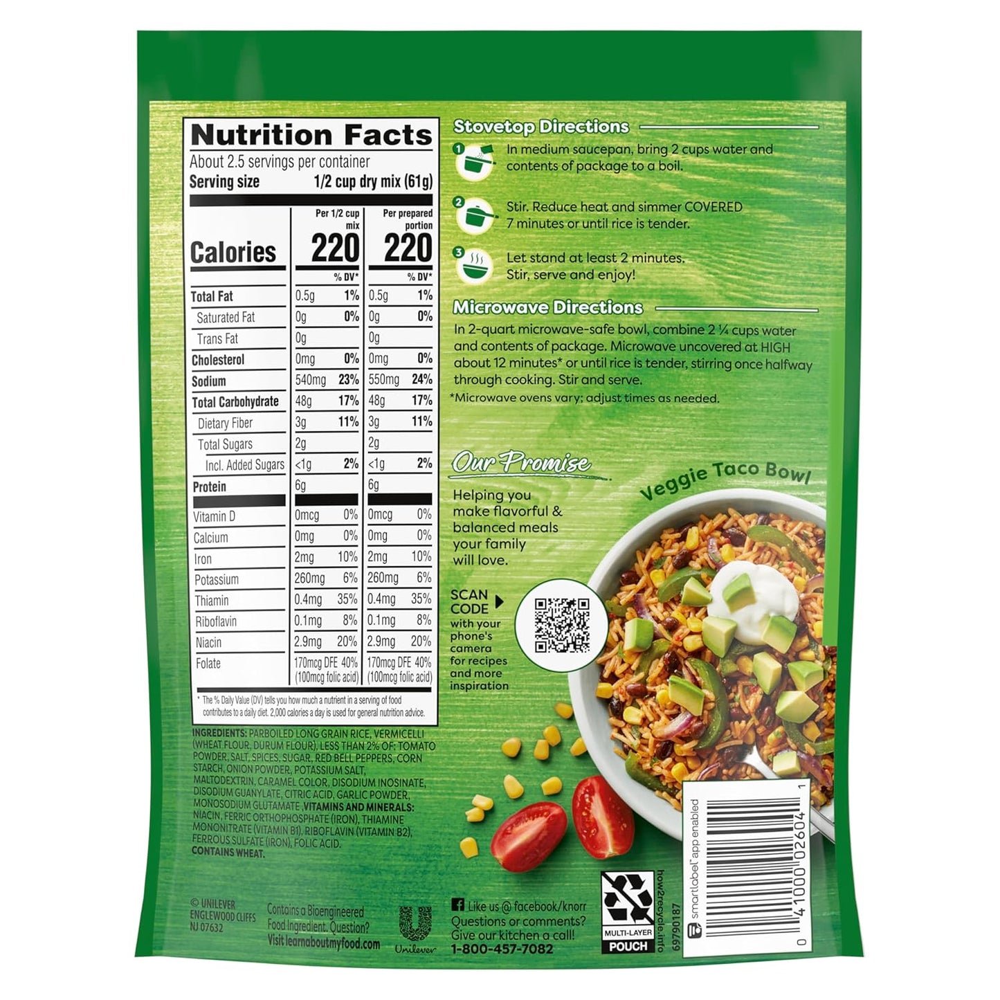 Knorr Rice Sides Taco Rice 5.4 oz, No Artificial Flavors, 7-Minute Prep, Delicious Rice Side Dish
