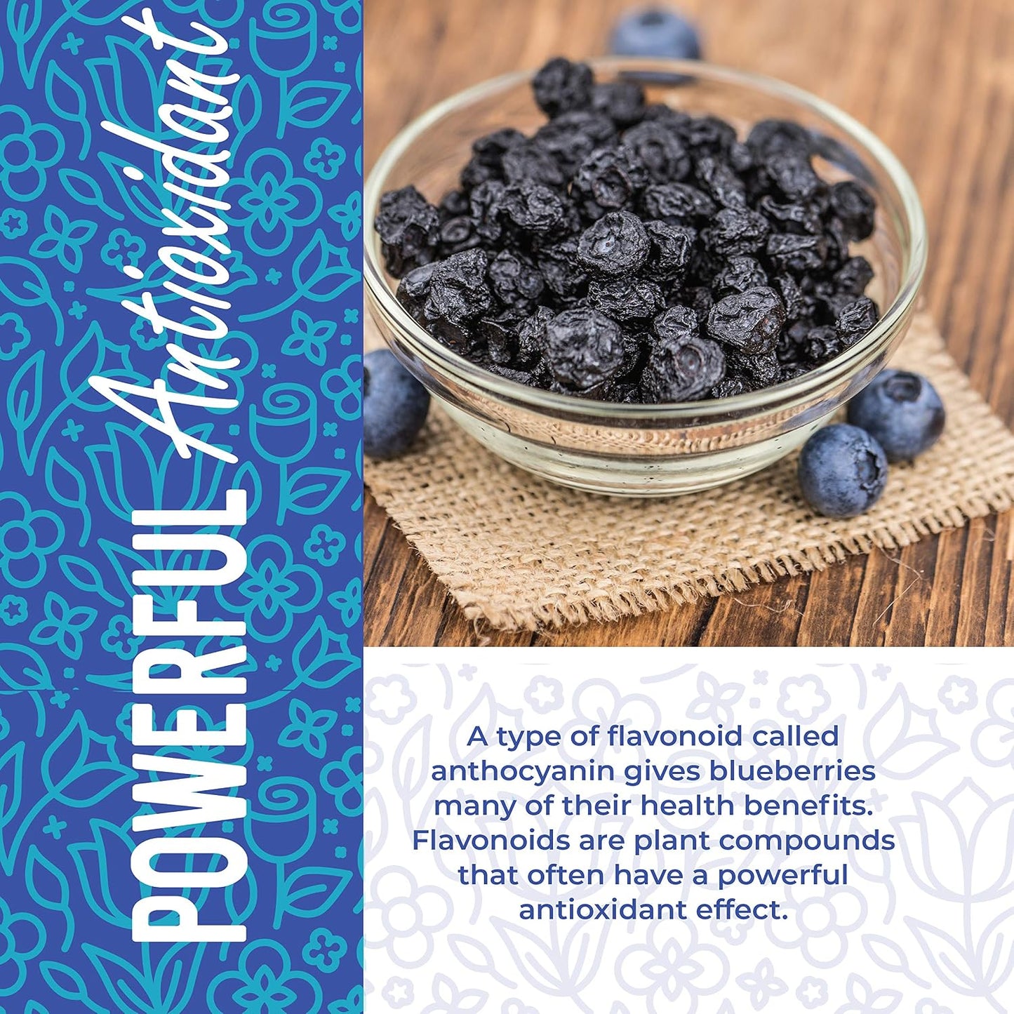 Bulk Dried Blueberries, No Sugar Added, 1 Pound, 16 oz, All Natural, Non-GMO
