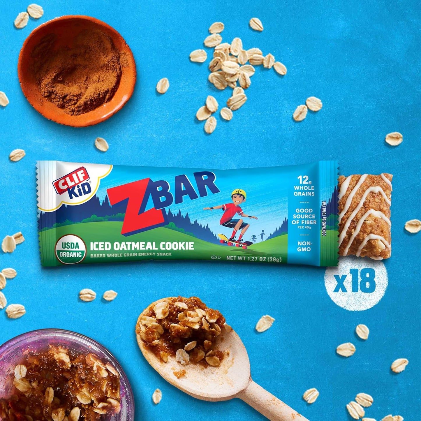 Soft-baked oatmeal cookie energy snack bars for kids, 18-pack, USDA organic, non-GMO