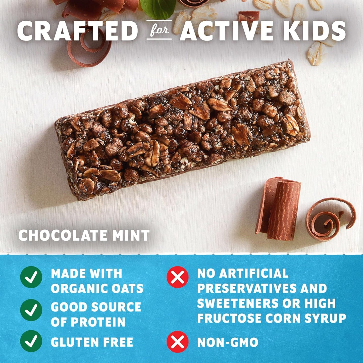 Organic Oats Chocolate Flavored Mint Crispy Snack Bars 15 Pack