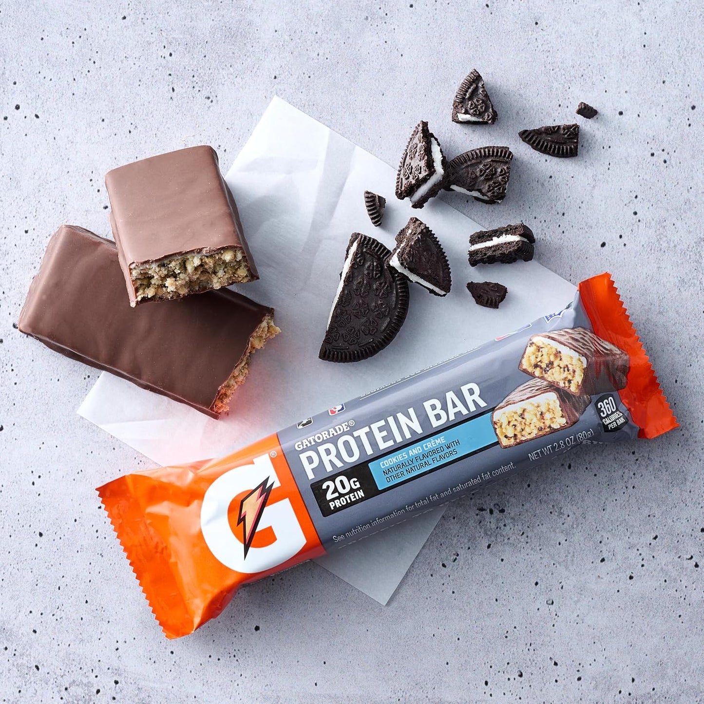 Gatorade Whey Protein Bars Cookies & Crème Pack of 12