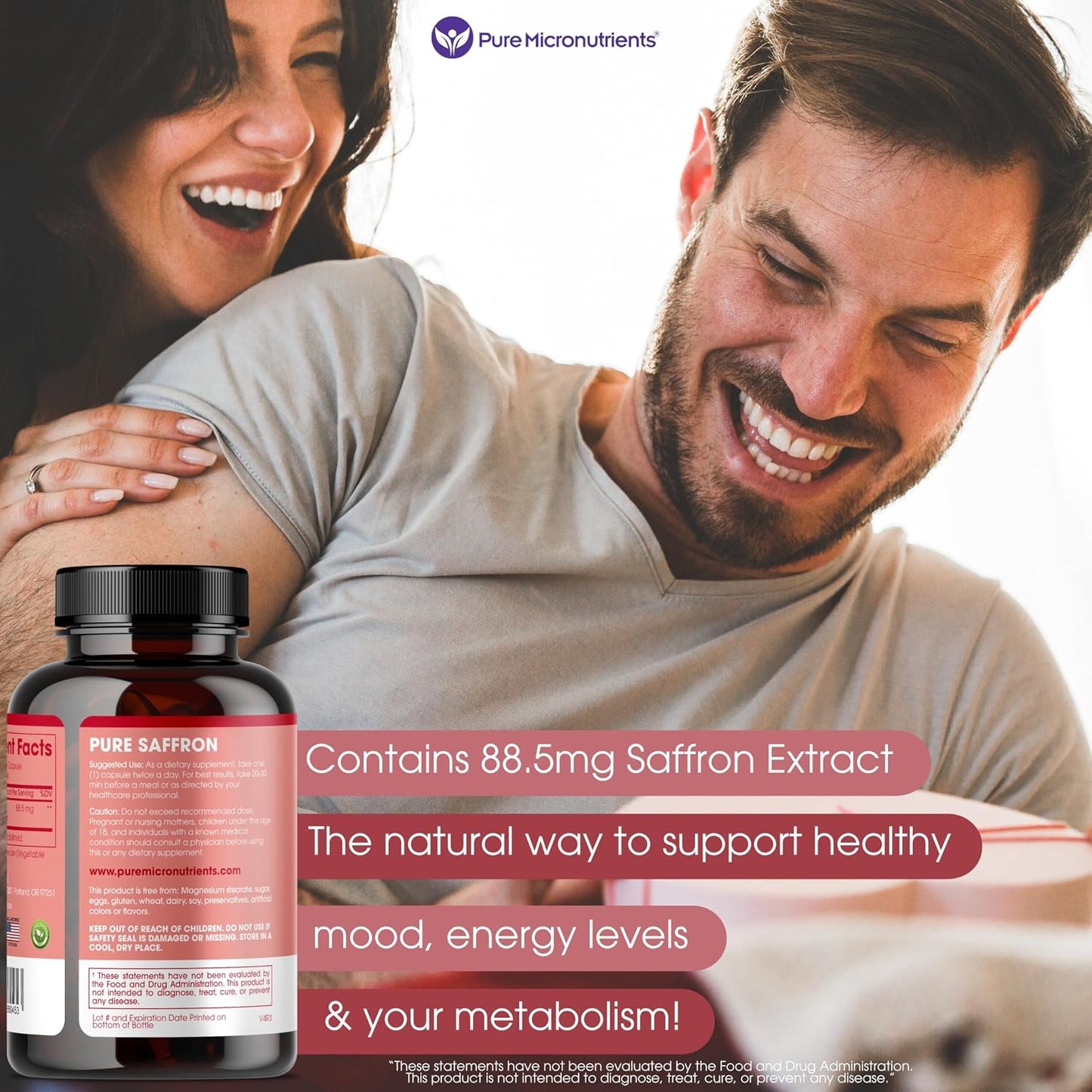 Saffron Supplements - 100% Pure Saffron Extract Capsules - Boost Energy & Mood, Support Eye & Heart Health