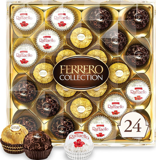 Ferrero Rocher Collection, Fine Hazelnut Milk Chocolates, 24 Count Gift Box, Assorted Coconut Candy and Chocolates, 9.1 oz, Perfect Easter Egg and Basket Stuffers