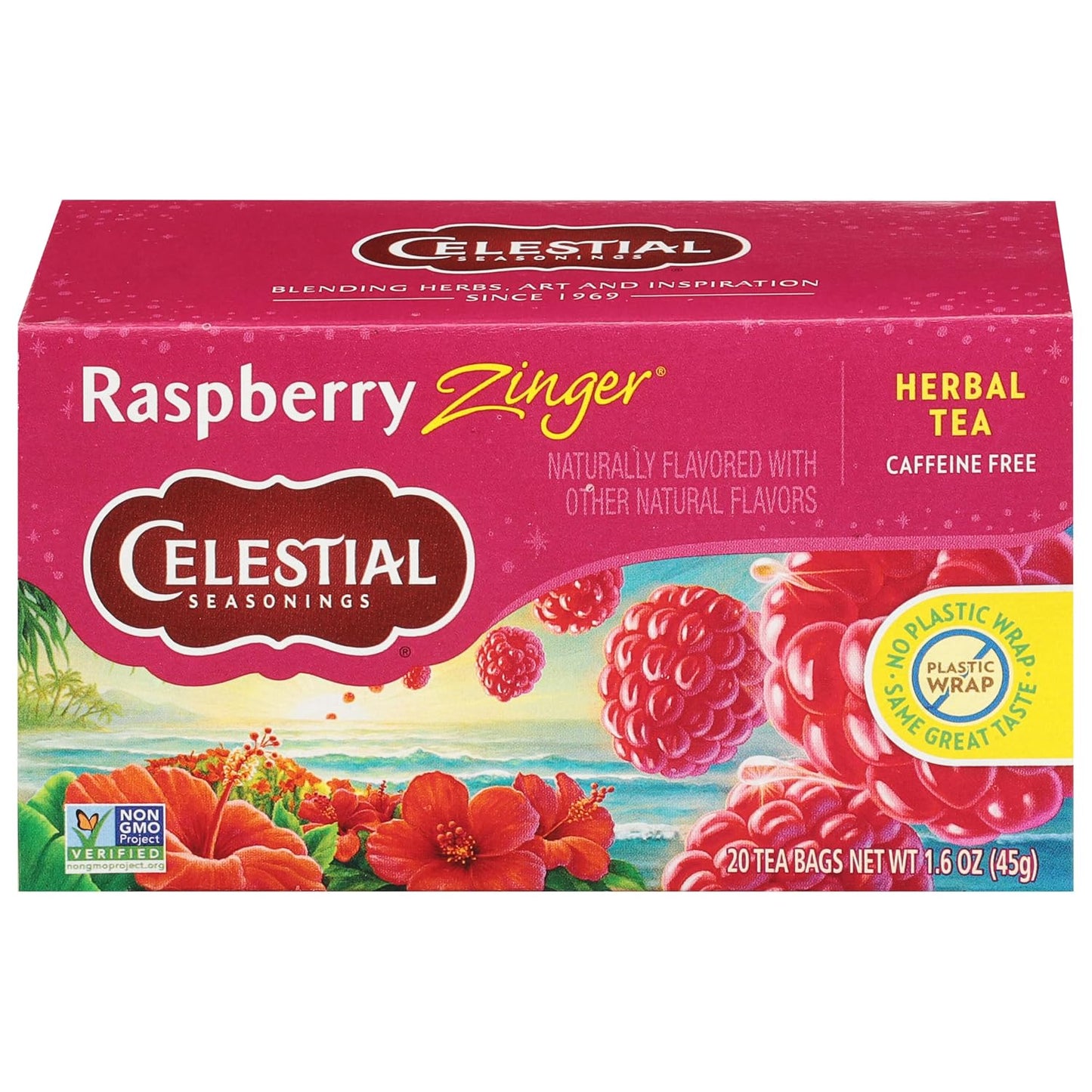 Celestial Seasonings Hibiscus Tea, Red Zinger Herbal Tea, Caffeine Free, 20 Tea Bags