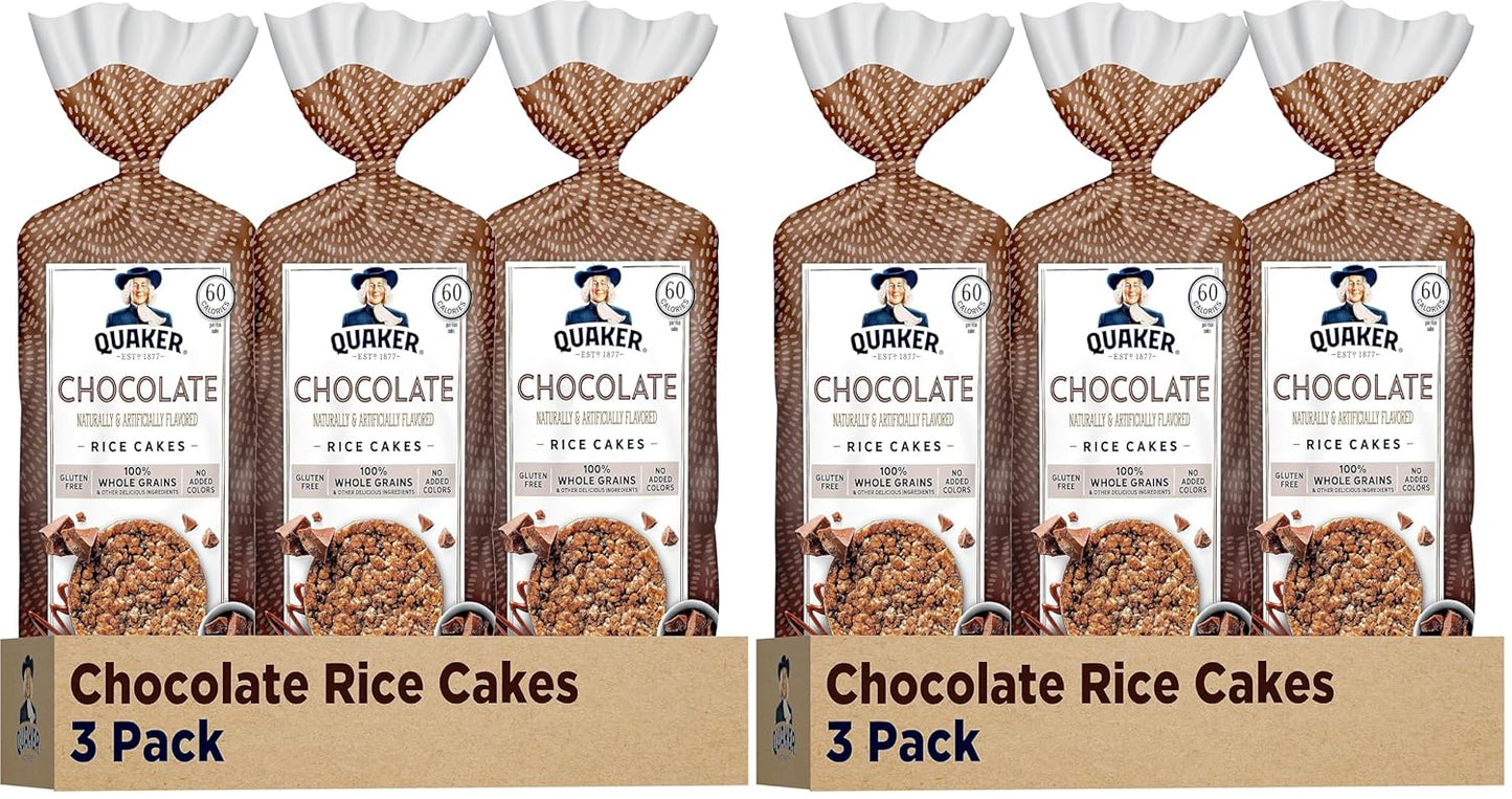 Quaker Large Rice Cakes Caramel Pack of 3 Whole Grain Brown Rice Baked Snack