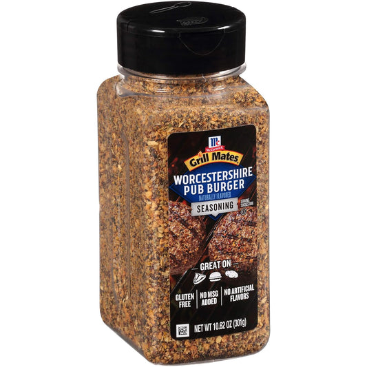 McCormick Grill Mates Worcestershire Pub Burger Seasoning, 10.62 oz, Gluten Free, Artificial Flavor Free
