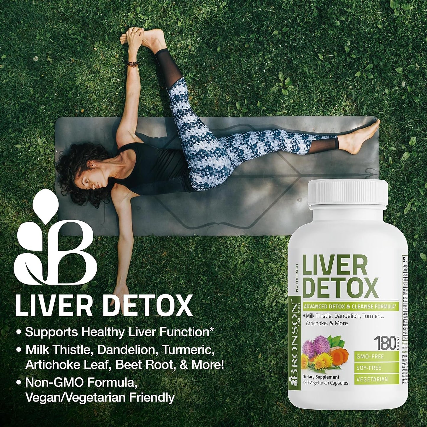 Bronson Liver Detox Advanced Detox & Cleansing Formula Supports Health Liver Function with Milk Thistle, Dandelion Extract, Turmeric, Artichoke Leaf & More, Non-GMO, 60 Vegetarian Capsules