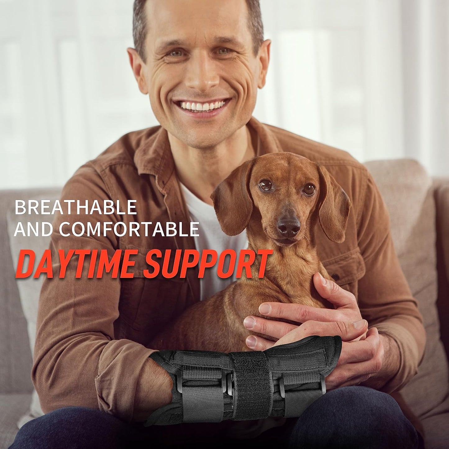 FEATOL Wrist Brace Hand Brace for Carpal Tunnel and Tendonitis Support Right Hand Small/Medium
