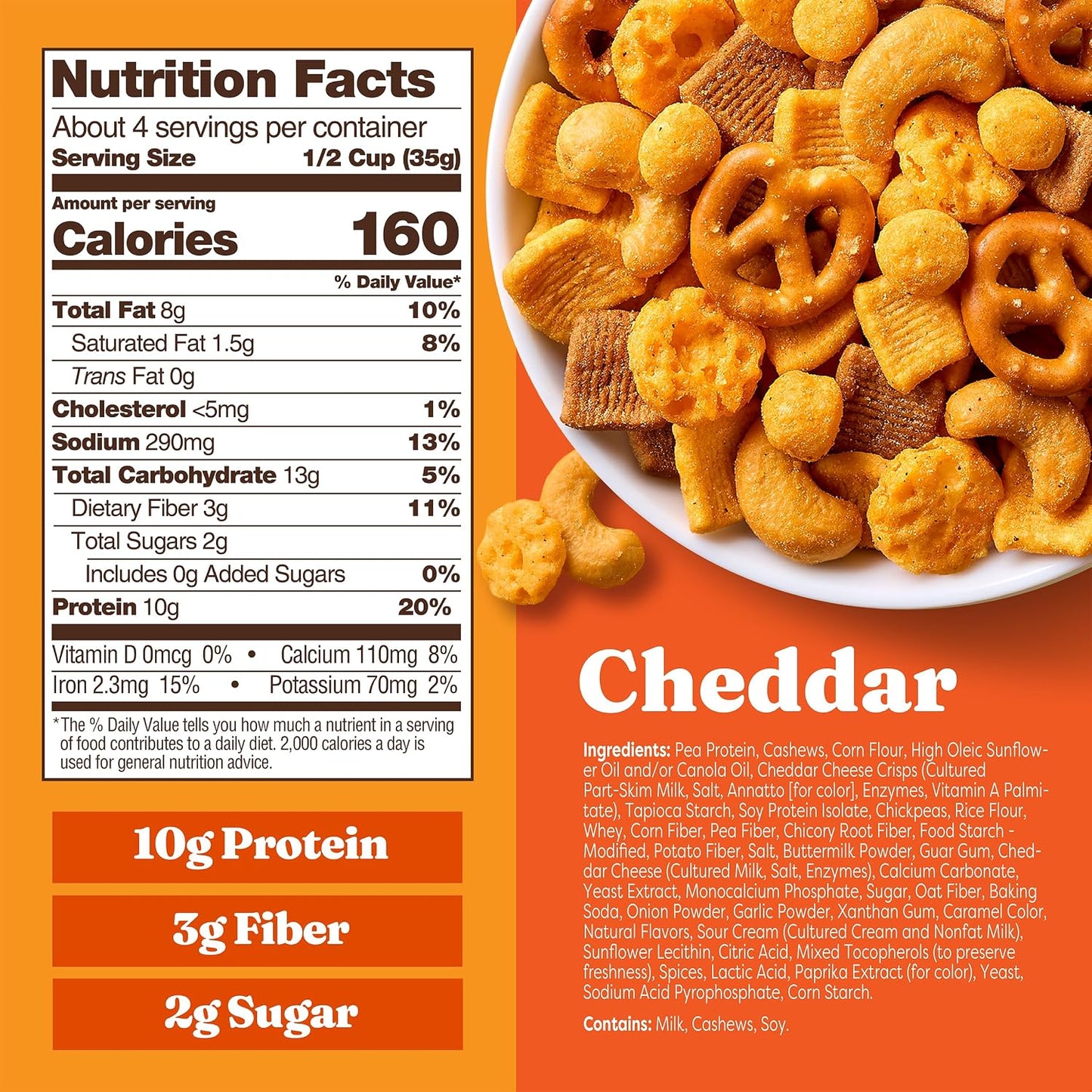 Catalina Crunch Protein Snack Mix with Cheese Crisps, 10g Protein, 2g Sugar, Gluten Free, Cheddar, 5.25 Ounce Bag