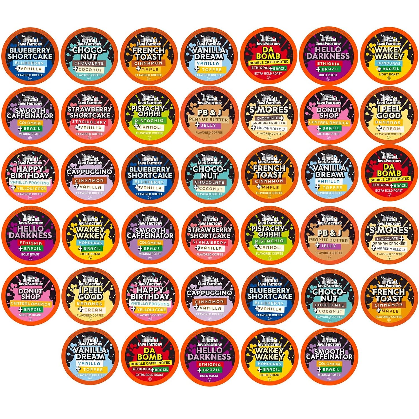 Java Factory assorted coffee pods compatible with Keurig coffee machine 40 count