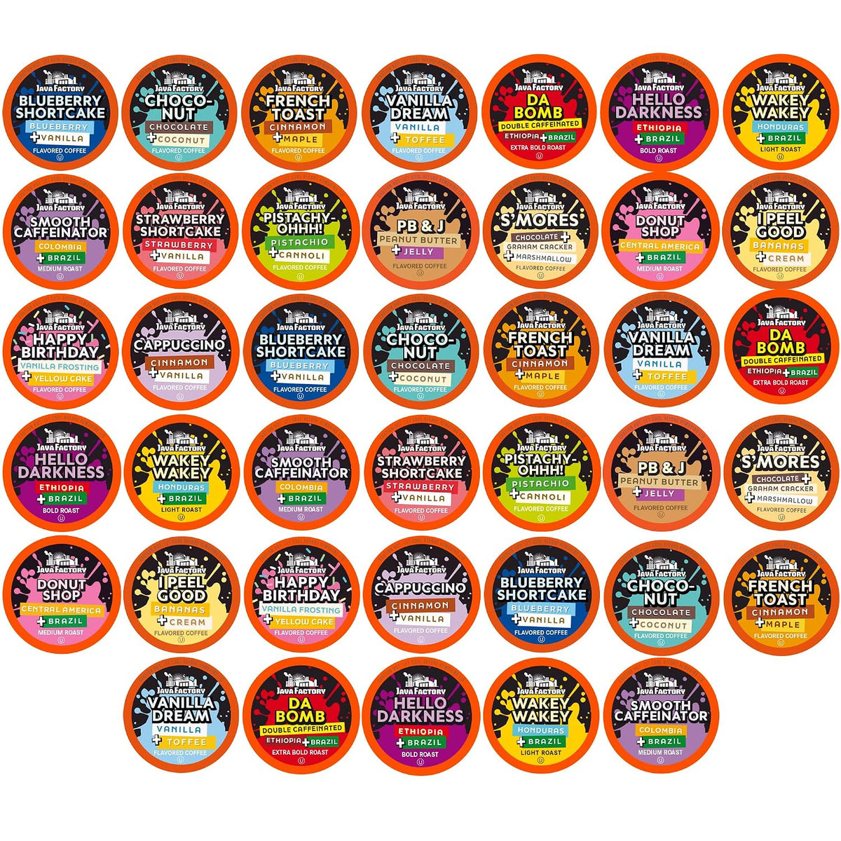 Java Factory assorted coffee pods compatible with Keurig coffee machine 40 count