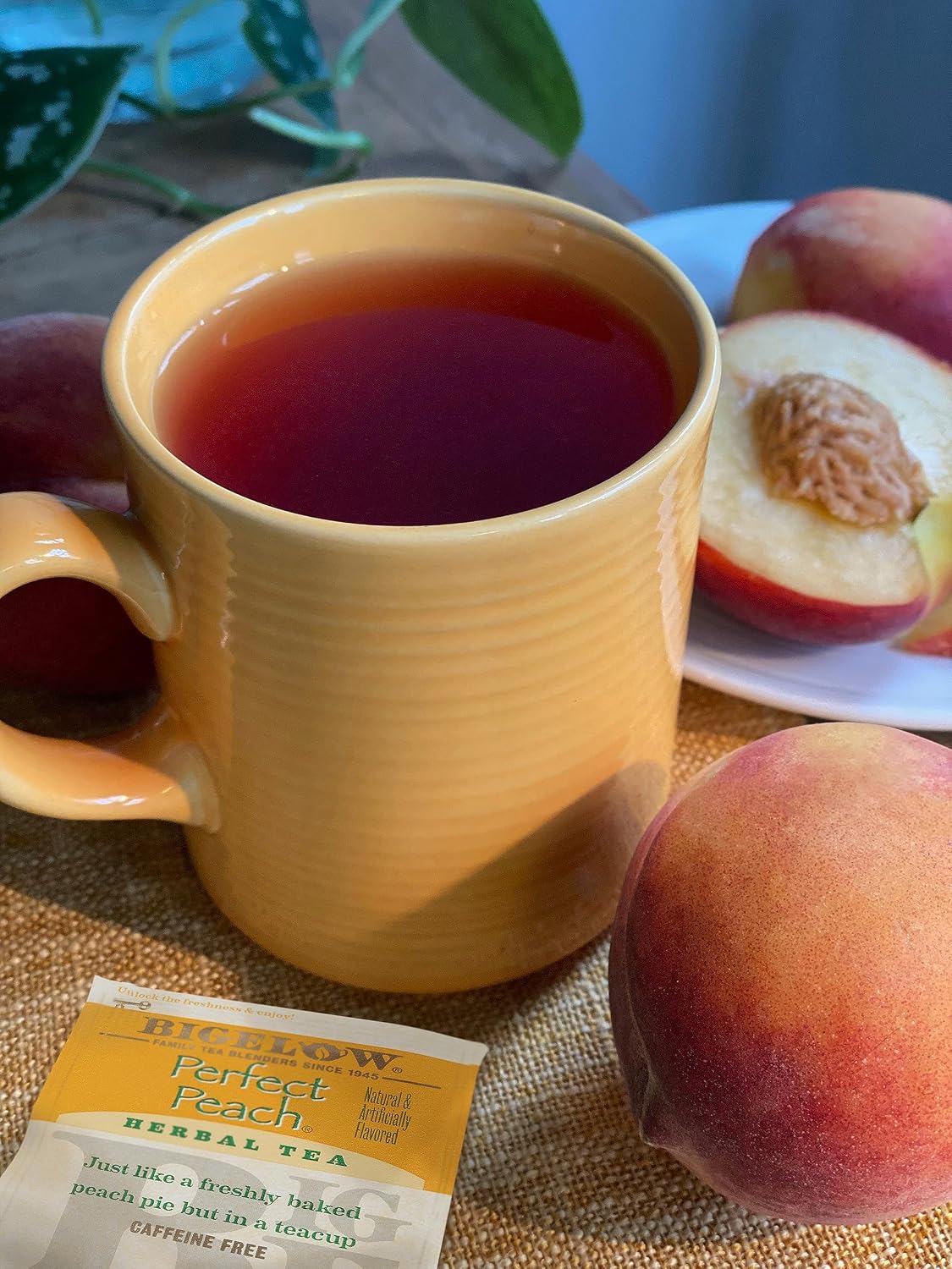 Bigelow Tea Perfect Peach Herbal Tea Bags, Caffeine Free, 20 Count, Pack of 6