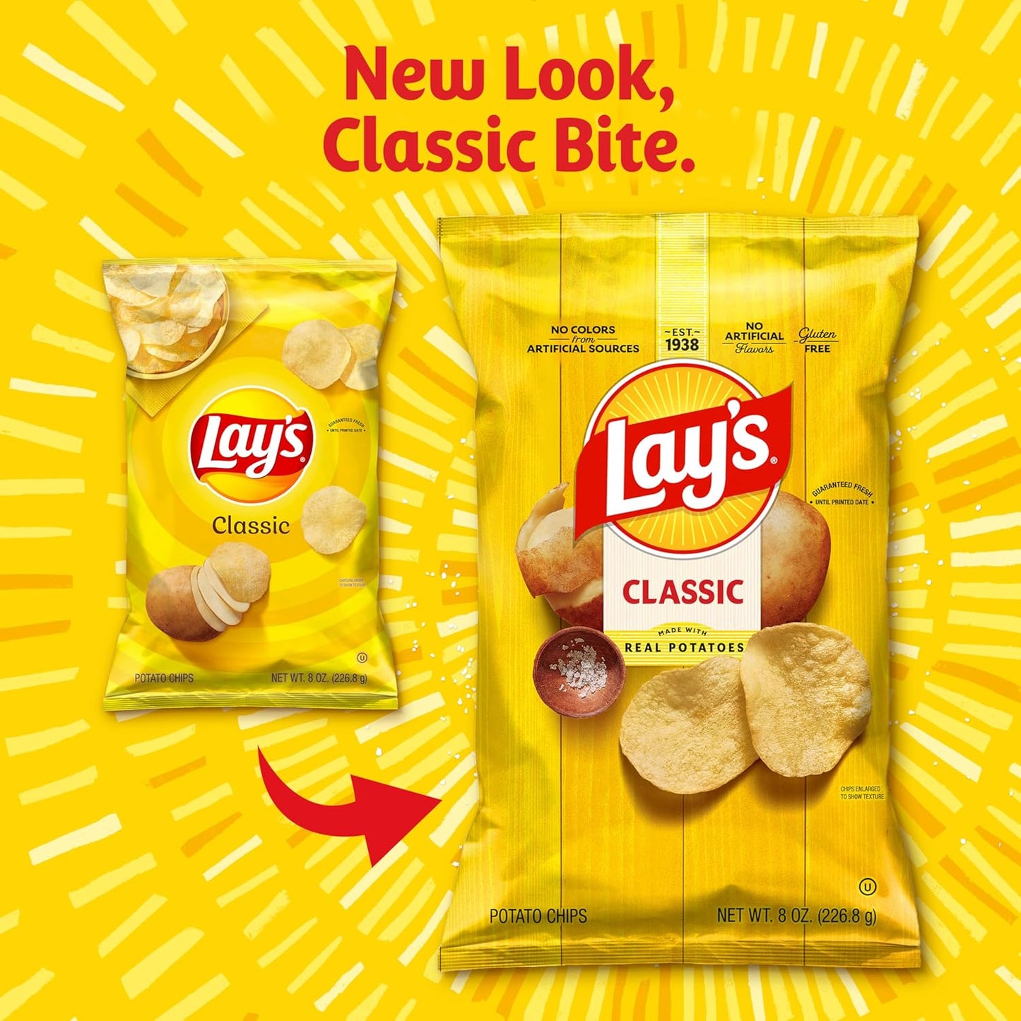 Frito Lay's 10-count 1oz Classic Potato Chips Bags, single-serve snack packs