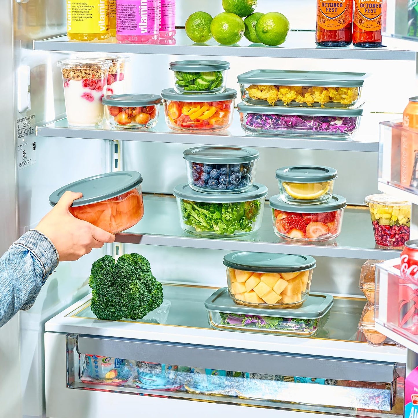 24pc Set Glass Food Storage Containers & Bowls with Airtight Lids - Leakproof BPA-Free Meal Prep Airtight Stackable Lunch Boxes, Kitchen Pantry & Storage Organizers - Microwave Freezer Dishwasher Safe