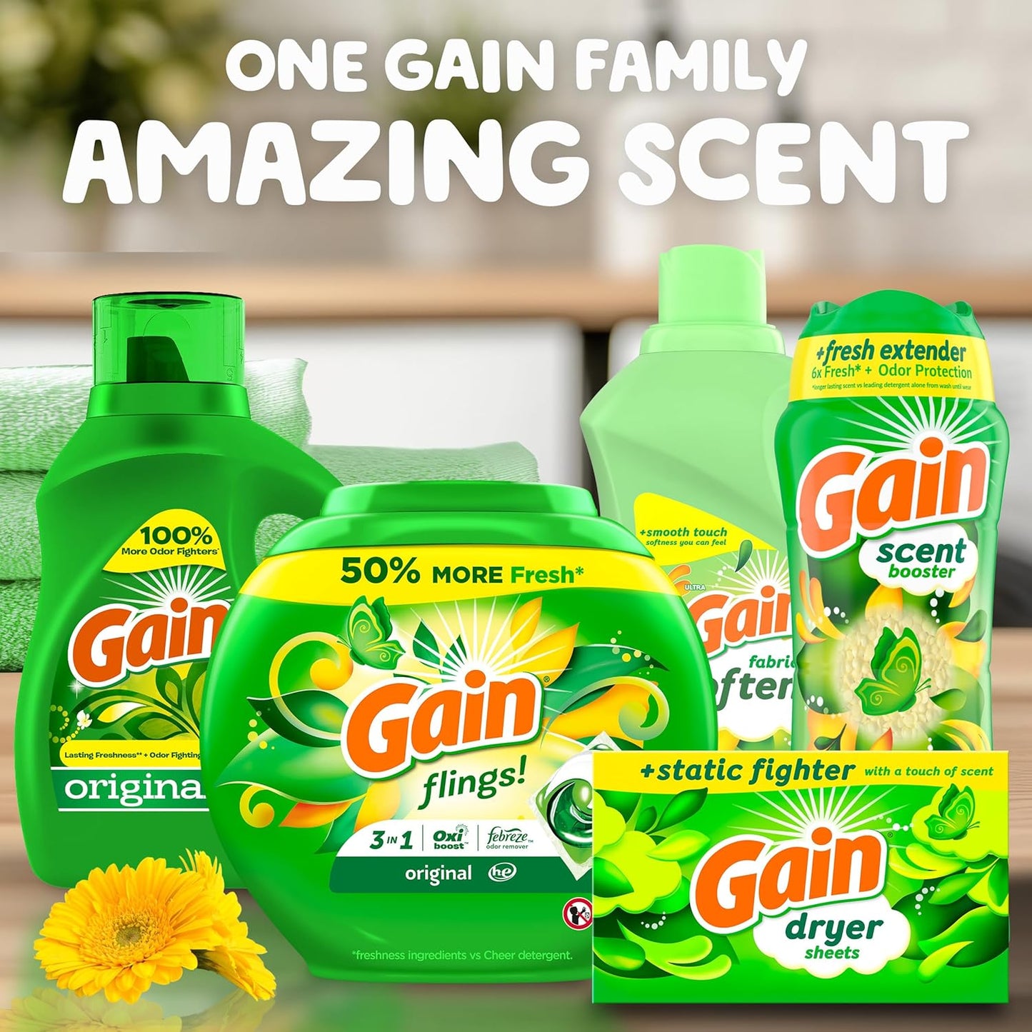 Gain Fireworks In-Wash Scent Booster Beads, Original, 24 oz, Laundry Scent Boosters, Gain Scent Booster Beads, Odor Eliminator