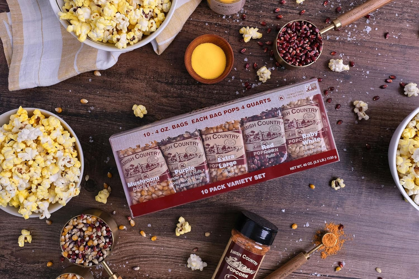 Amish Country Popcorn 4 Ounce Variety Kernel Gift Set 10 Pack Assorted