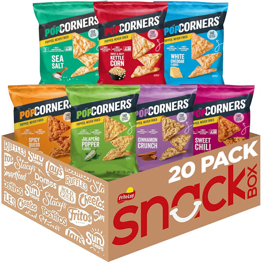 PopCorners Popped Corn Chips Variety Snack Pack 20 Pack Gluten Free