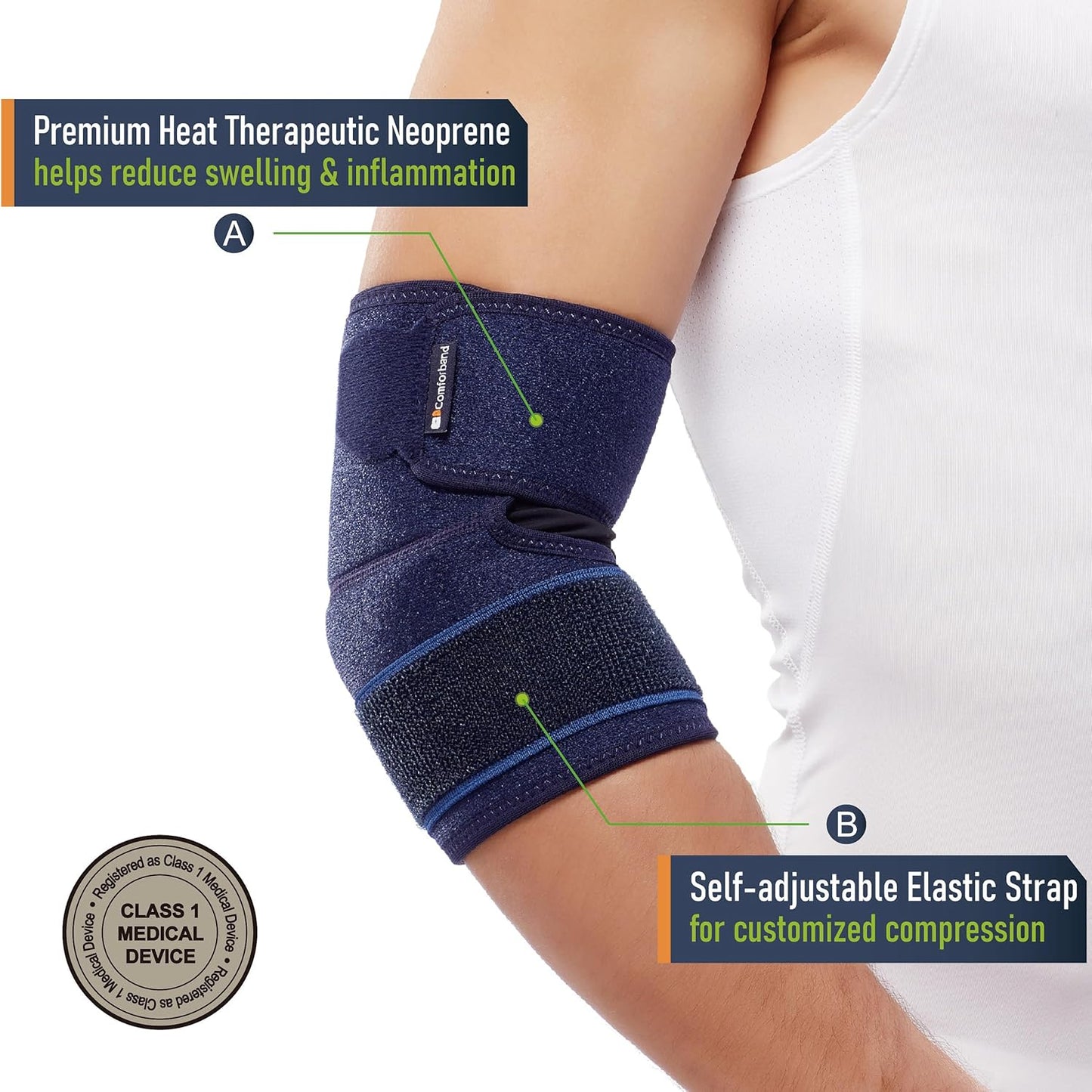 Comforband Adjustable Elbow Brace for Tennis Elbow and Injury Recovery