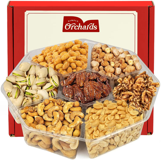 7 Sectional Platter Gift Basket with Freshly Roasted Nuts