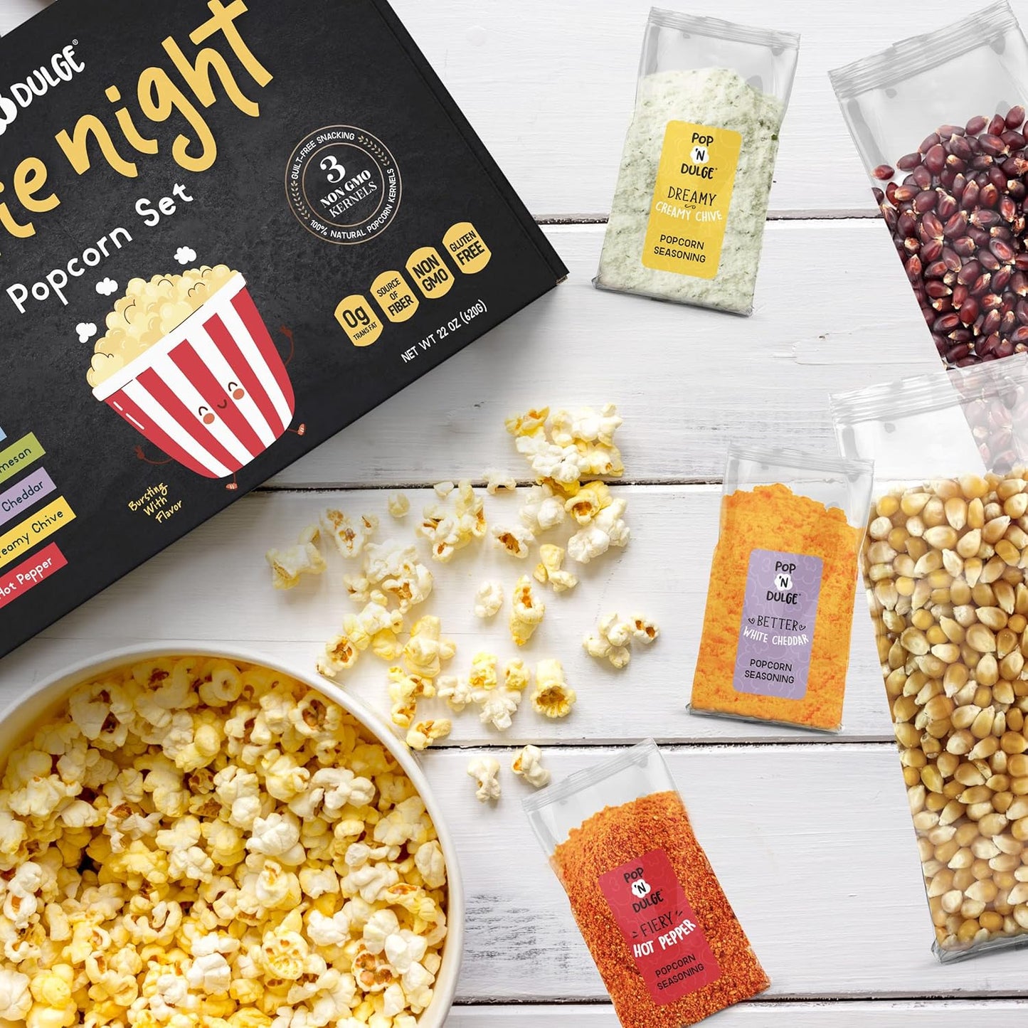Pop n' Dulge Popcorn Movie Night Supplies 16-piece Gift Set
