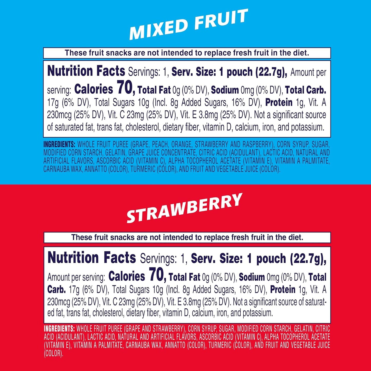 Welch's Fruit Snacks, 60-count snack box, 0.8oz packs, gluten free, vitamin C, A & E
