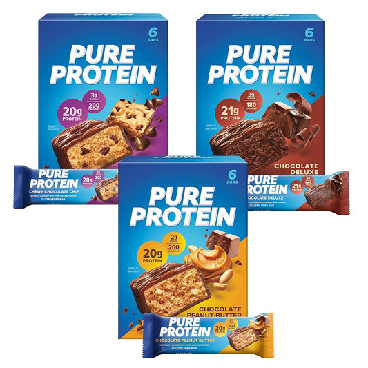 Pure Protein Bars Variety Pack, High Protein, Low Sugar, Gluten Free, 18 Count