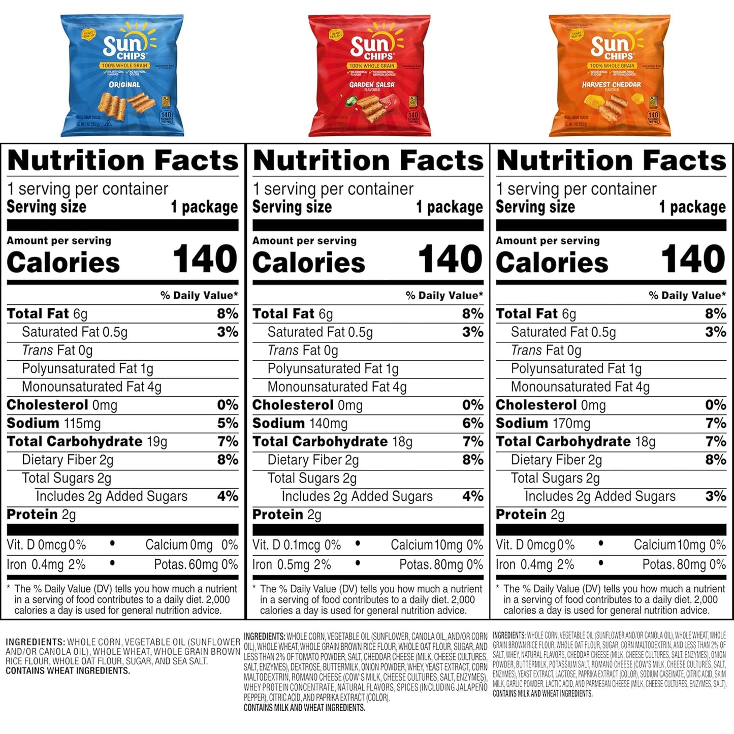 SunChips 100% Whole Grain Chips Variety Pack 40 1 oz Bags