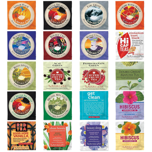 The Republic of Tea Premium Assortment of Teas and Herbs 40 Individually Wrapped Tea Bags