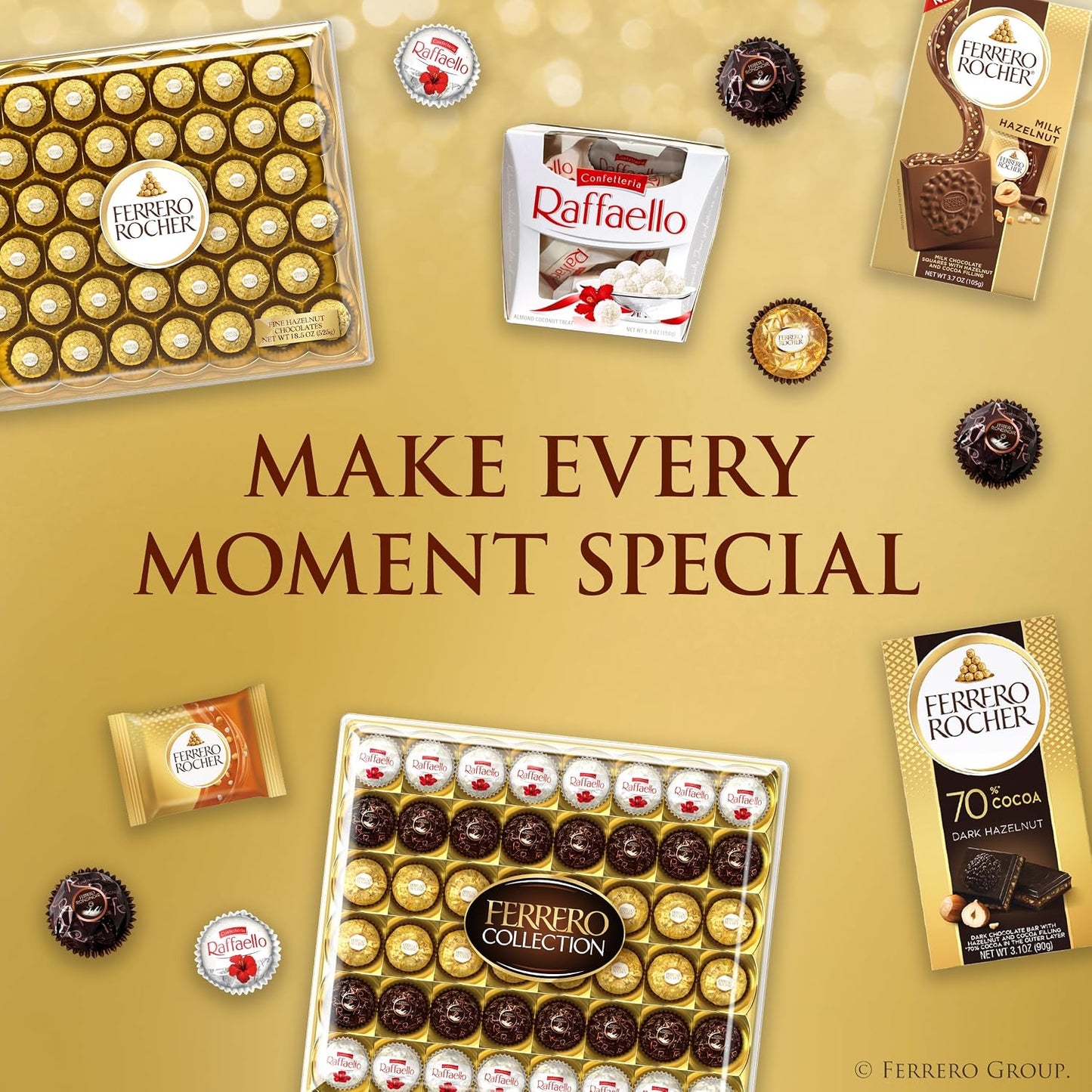 Ferrero Collection, Premium Assorted, Hazelnut, Dark Chocolate and Coconut, 48 Count Premium Treats, 6.1 oz