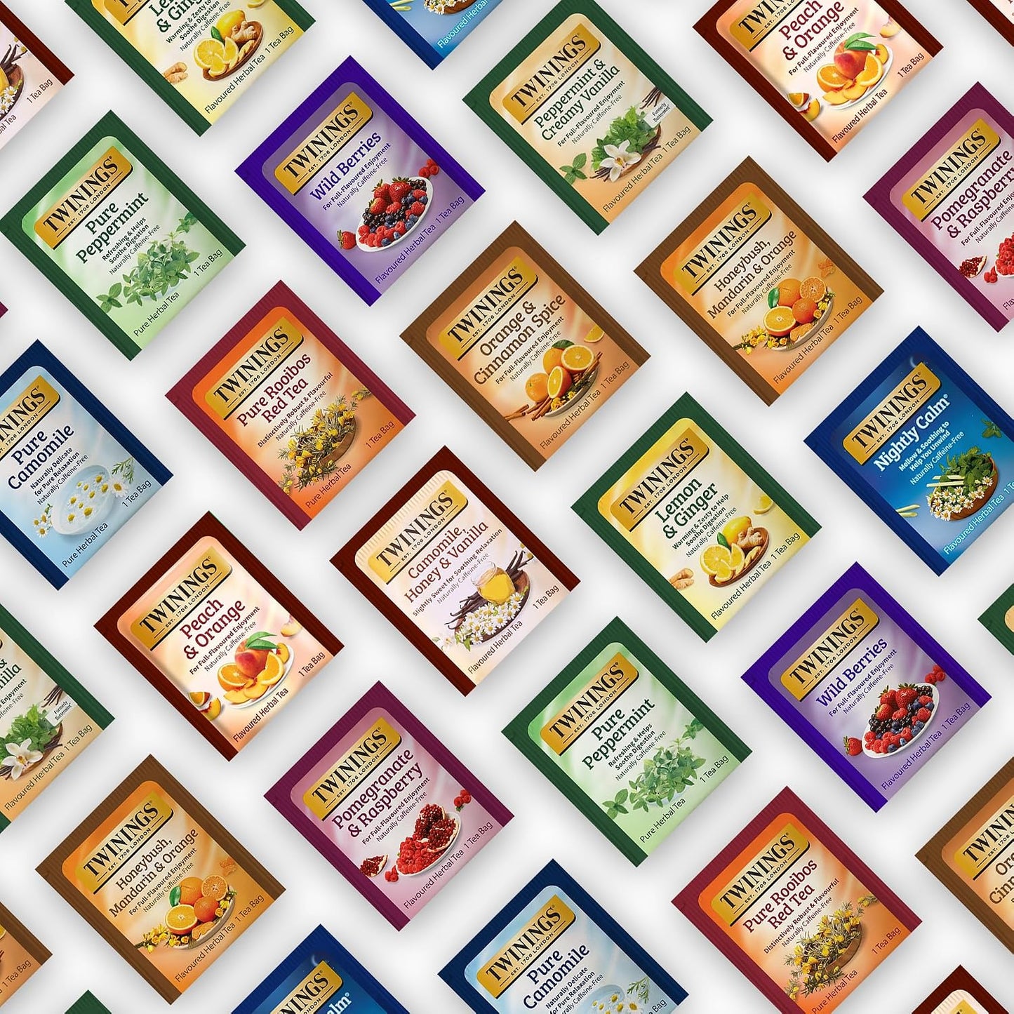 Twinings 48 Tea Bags Herbal Variety Pack, 12 Flavors, Caffeine-Free, Individually Wrapped