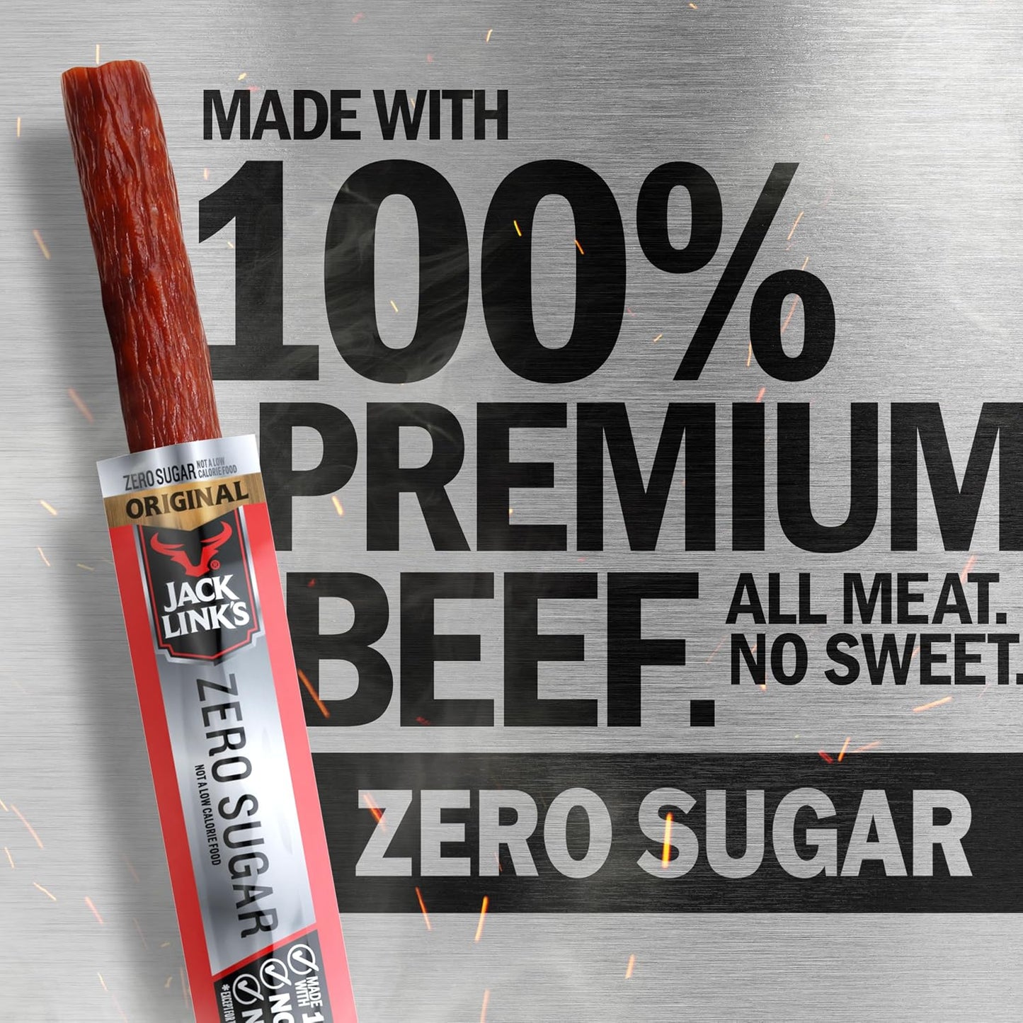 Jack Link's Zero Sugar Beef Sticks, 20 Pack, 0.92 oz, Ready to Eat Protein Snacks