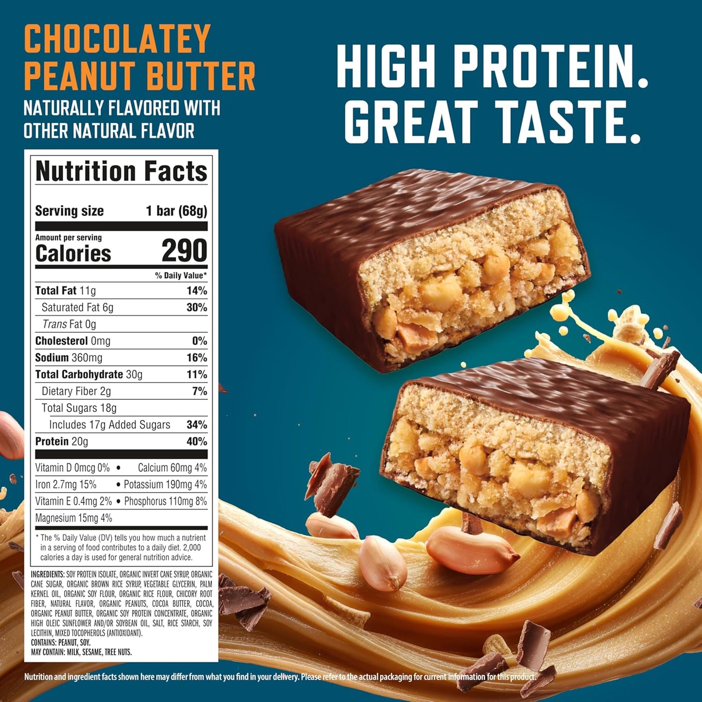 CLIF BUILDERS Chocolatey Peanut Butter Plant Based Protein Bars 12 Pack