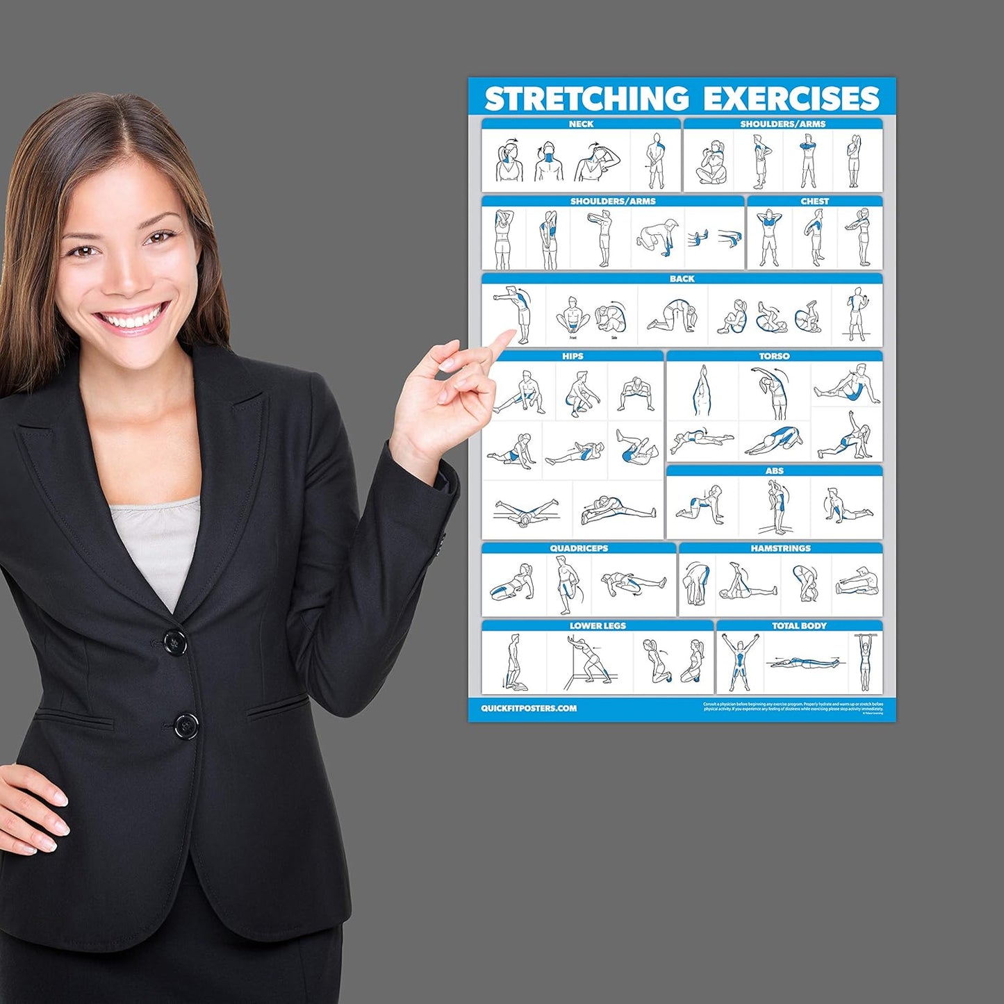 Palace Learning 4 Pack Workout Charts - Dumbbell, Bodyweight, Stretching, Kettlebell Exercises