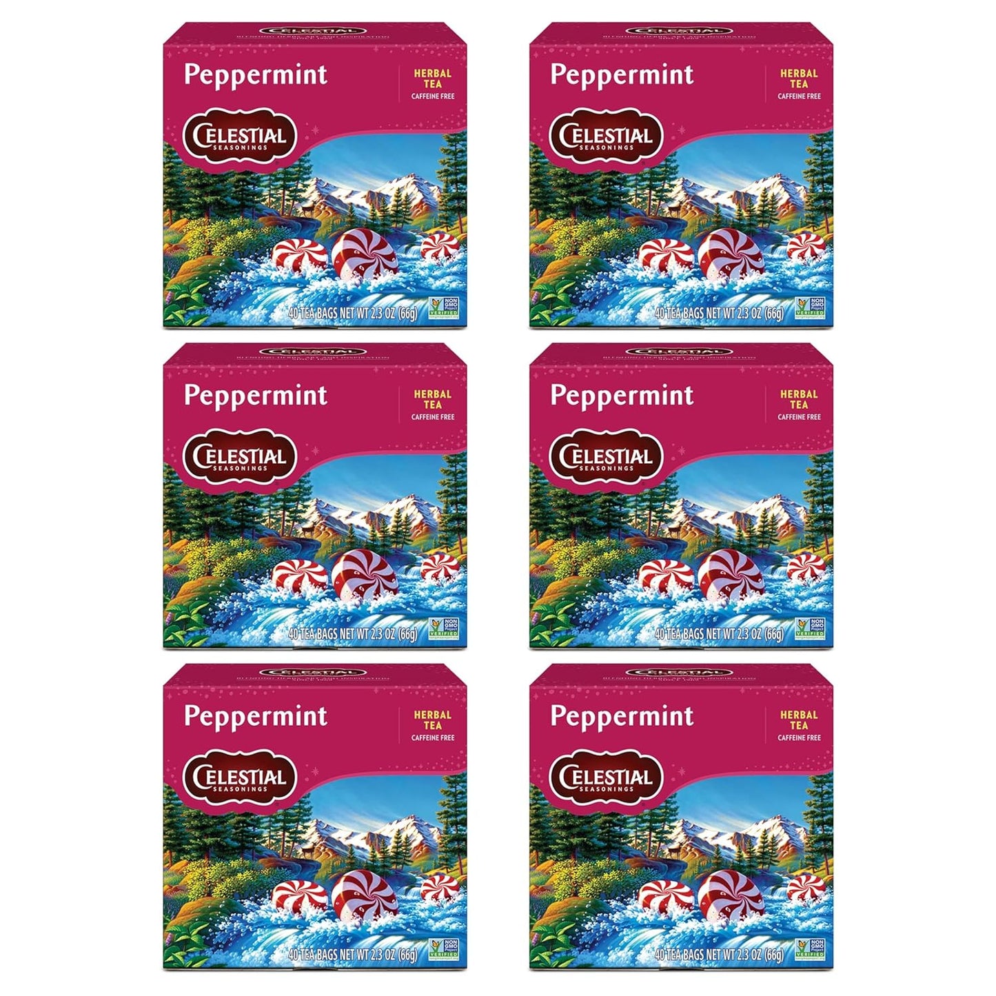Celestial Seasonings Country Peach Passion Herbal Tea, 20 Tea Bags Box, Pack of 6