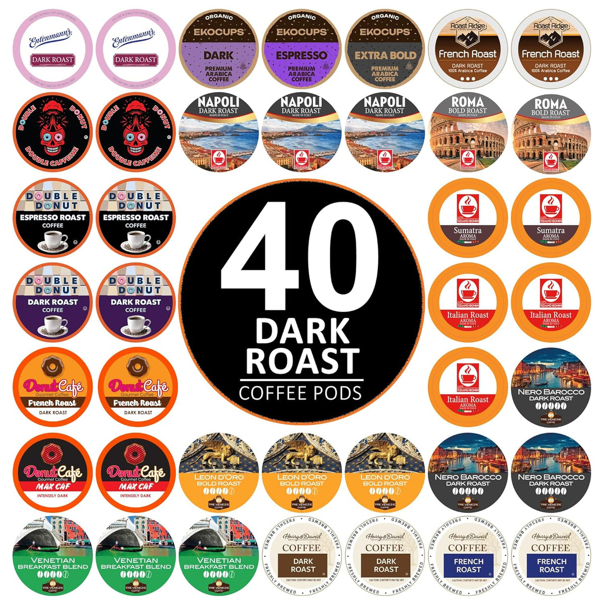 Dark Roast Coffee Pod Variety Pack for Keurig K Cups Coffee Makers