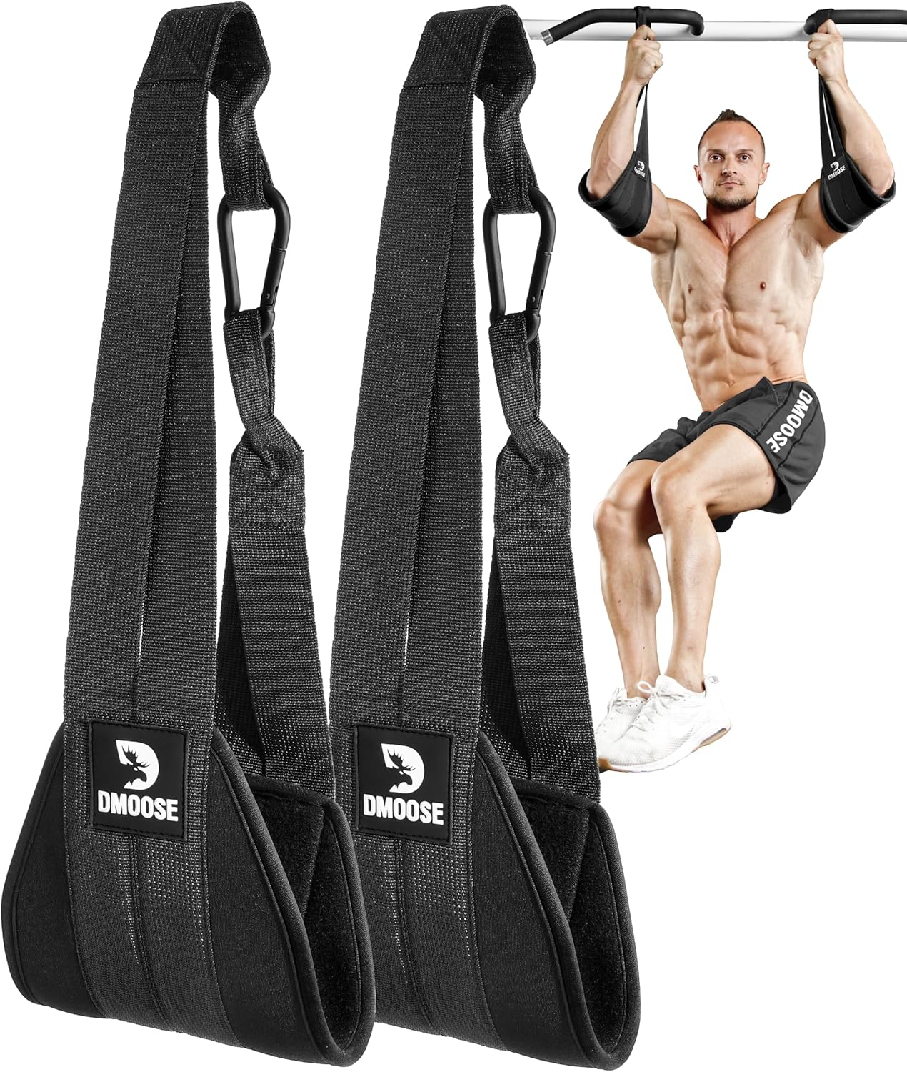 DMoose Fitness Hanging Ab Straps - Soft Padded Straps for Pull Up Bar Core Workouts
