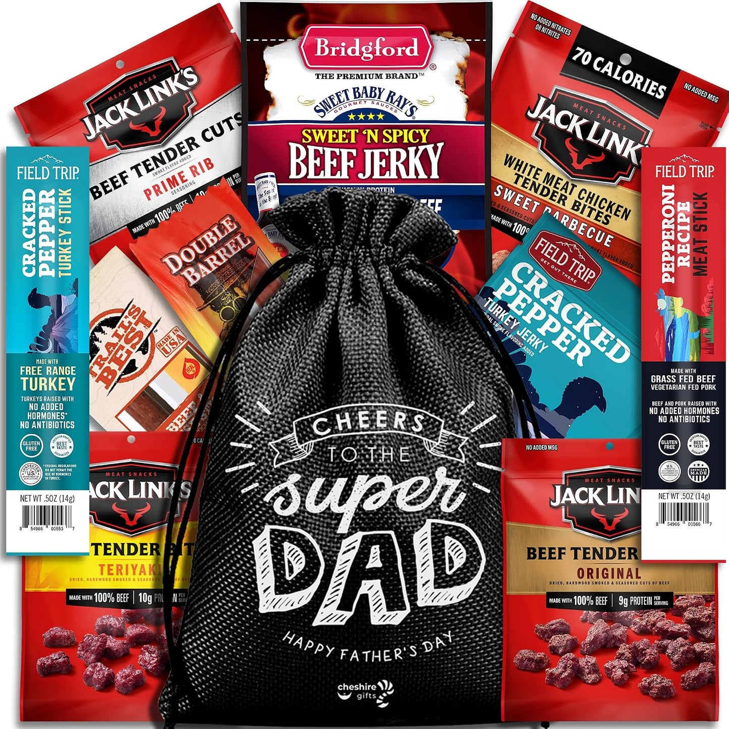 Beef Jerky Gift Baskets for Men with Meat and Cheese Variety Pack