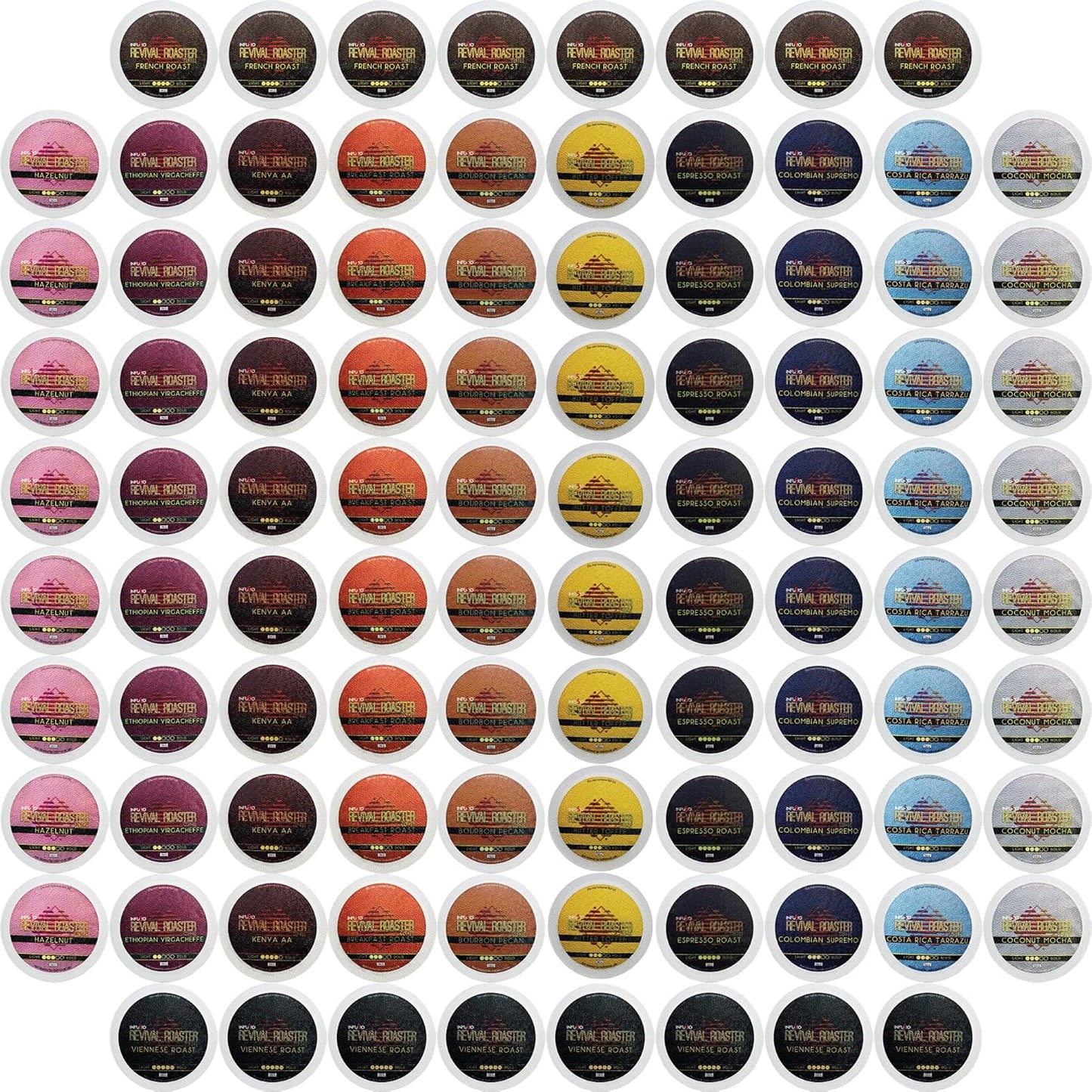 InfuSio Coffee Pods Variety Pack, 96 Count, 12 Crafted Medium & Dark Roast Blends, Compatible with Keurig 2.0 Brewers
