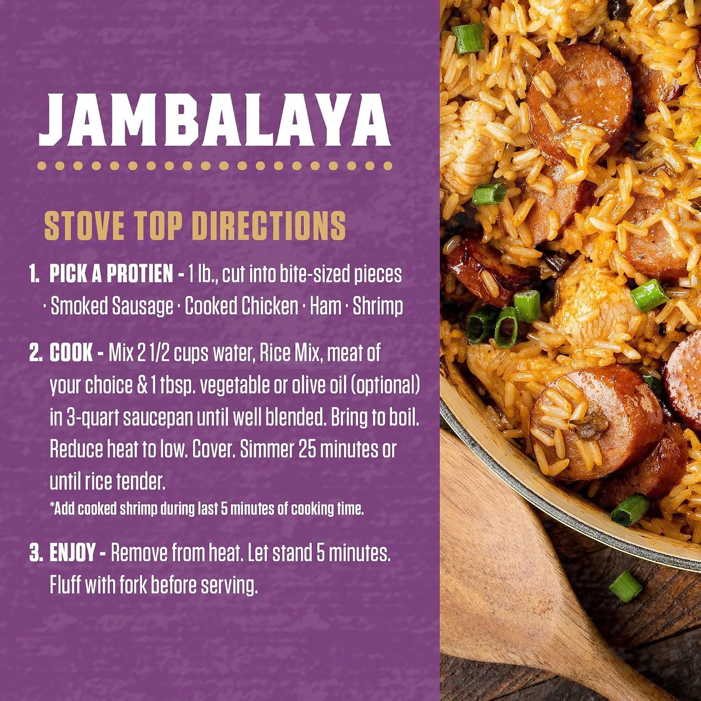Zatarain's New Orleans Style Jambalaya Rice Mix with Onions, Bell Peppers, Garlic, 8 oz, Gluten-Free, Easy-Prep