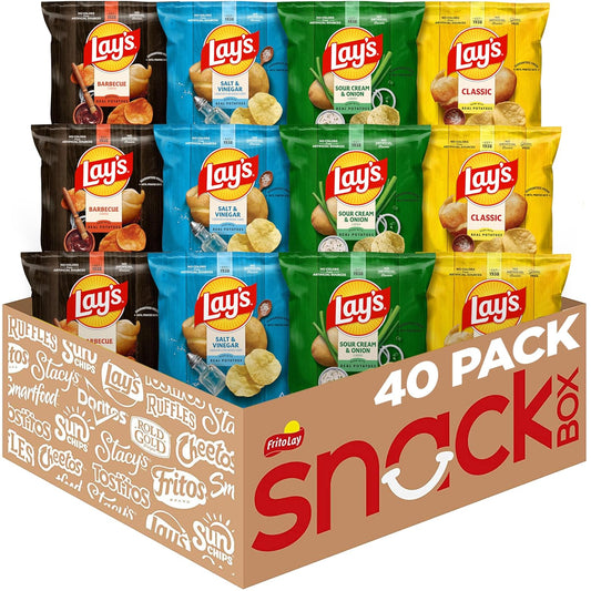 Lay's Potato Chips 4 Flavor Variety Pack 40 Single Serve Bags