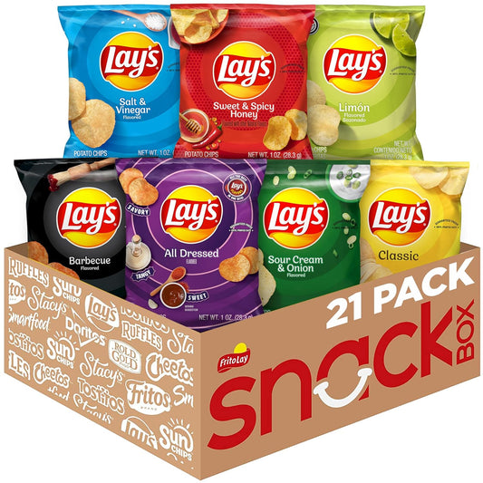 Lay's Potato Chips Variety Pack, 21 Pack, 1 oz Bags, Packaging and May Vary